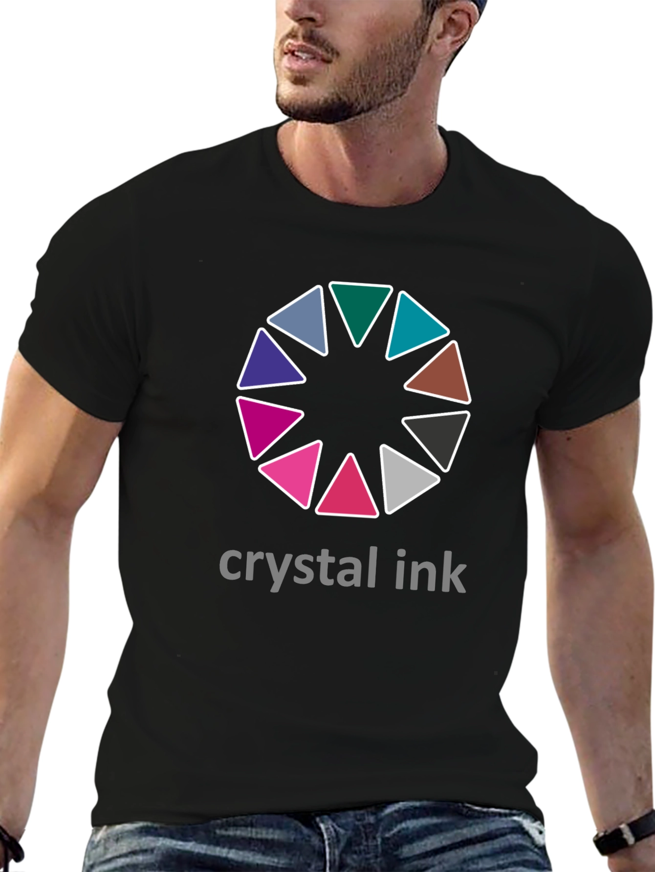 Crystal Ink Graphic Tee - Stylish Mens Black T-Shirt