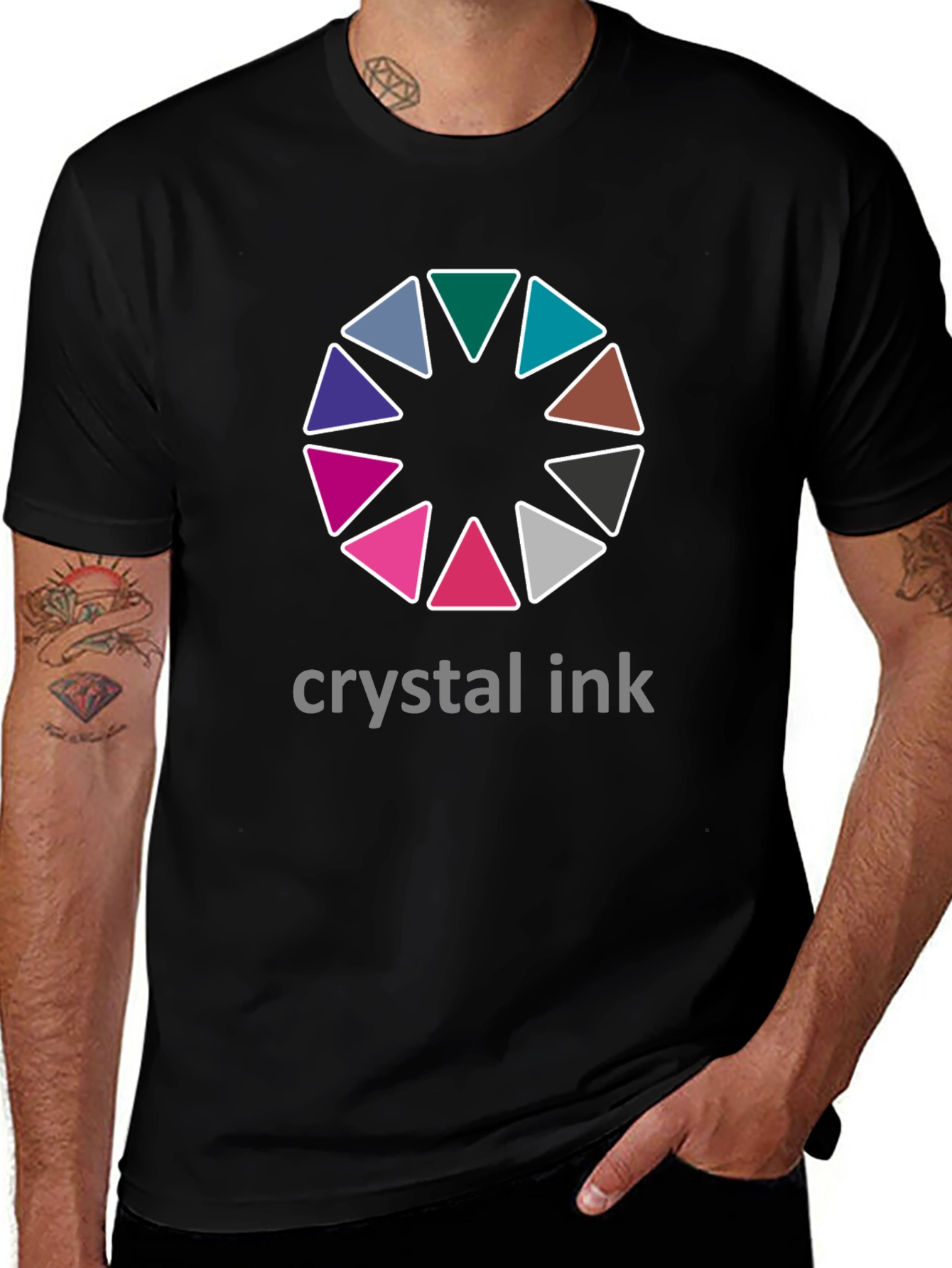 Crystal Ink Graphic Tee - Stylish Mens Black T-Shirt
