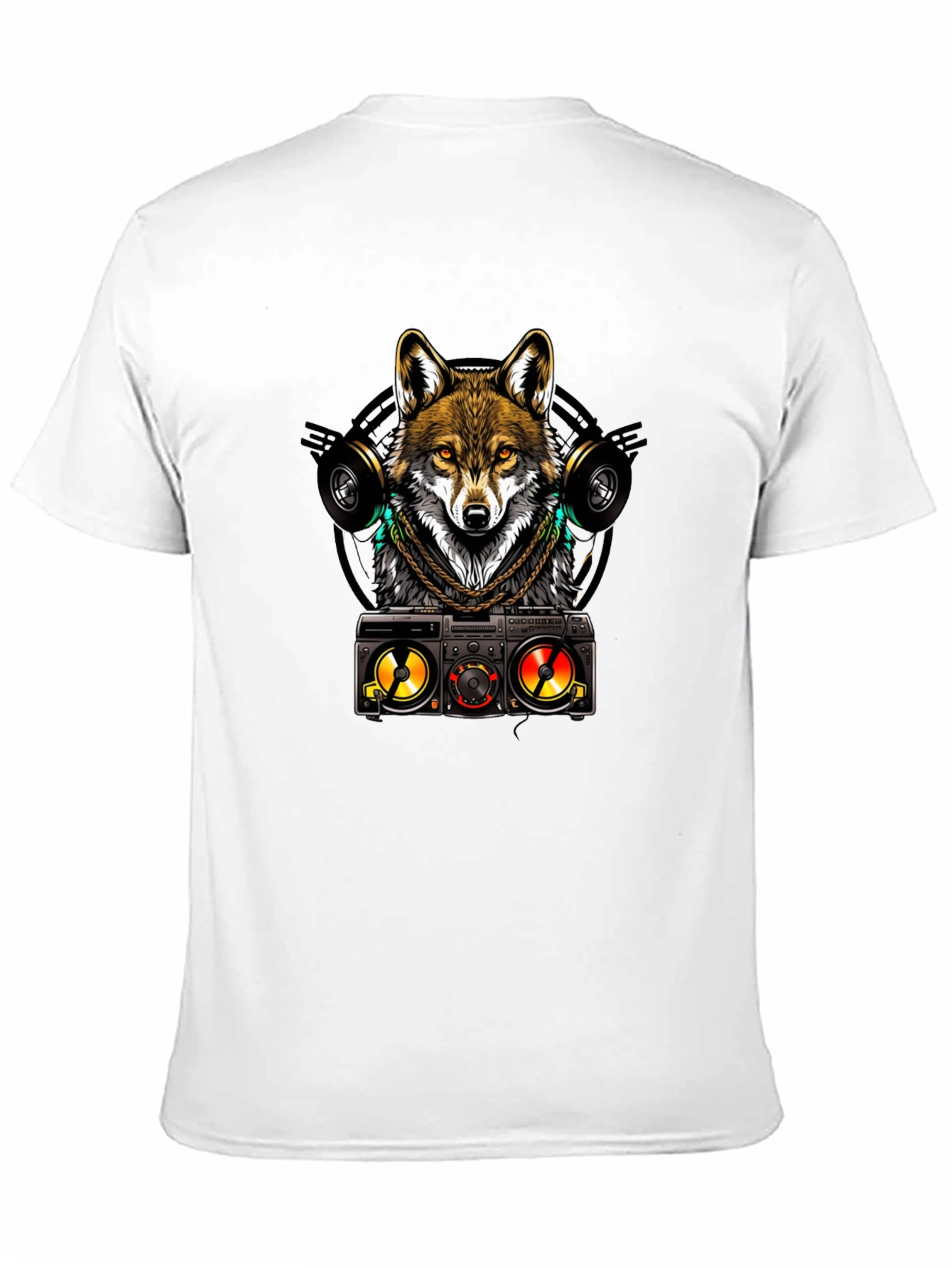 Cool Wolf DJ Graphic Tee - Black Cotton Blend