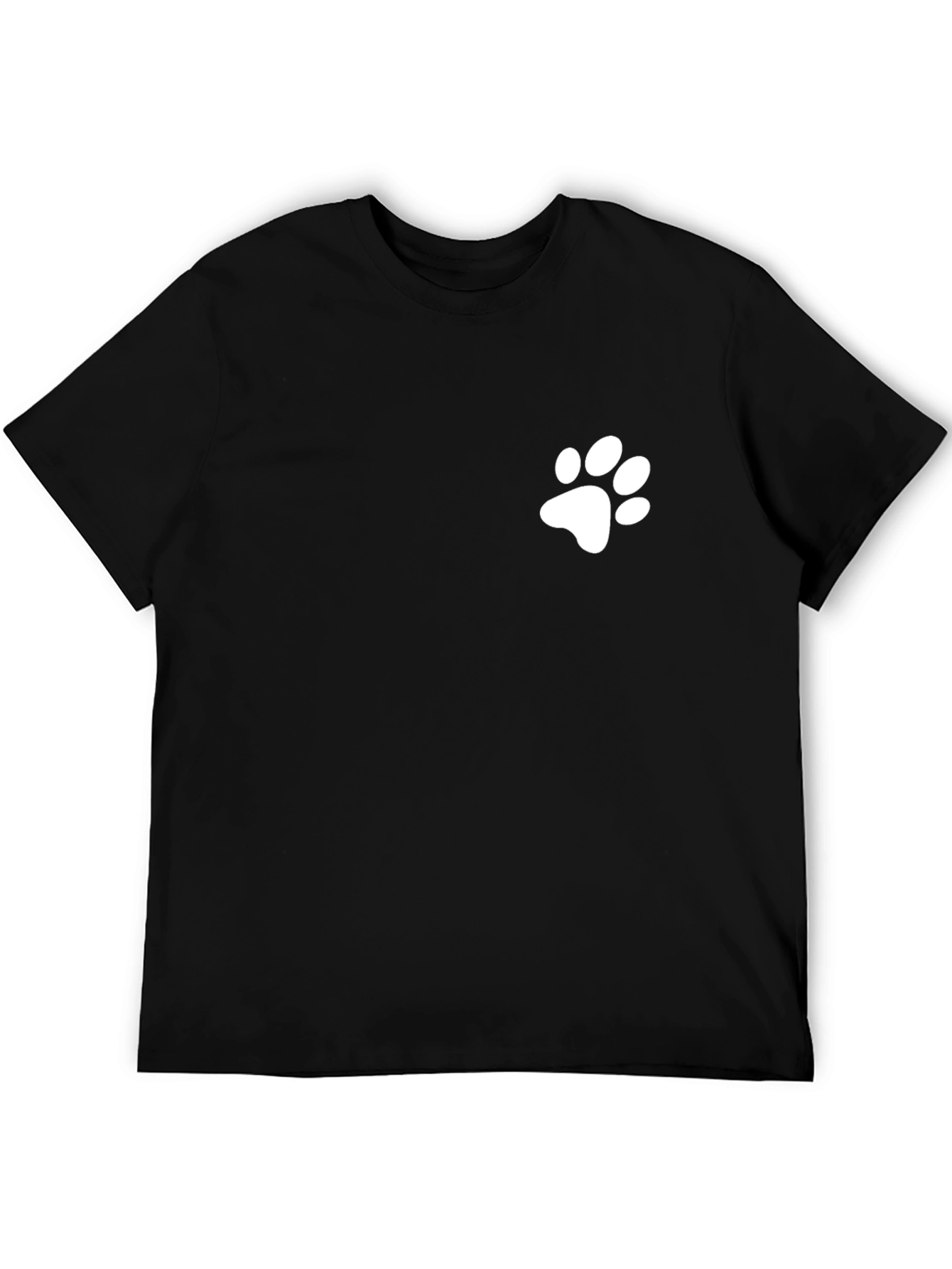 Mens Black T-Shirt with White Paw Print