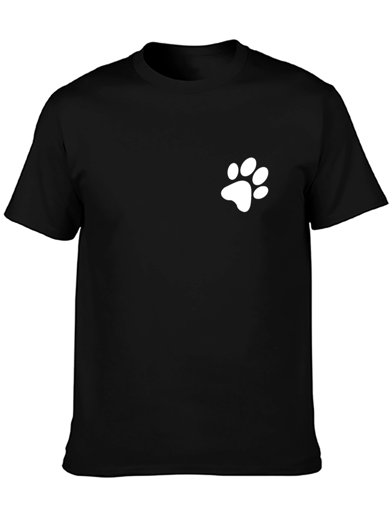 Mens Black T-Shirt with White Paw Print