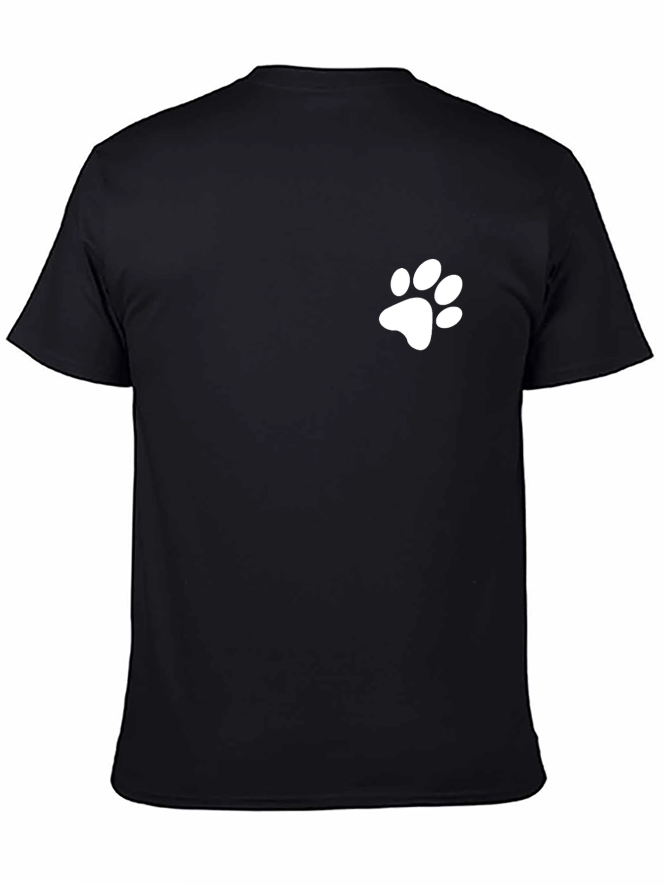 Mens Black T-Shirt with White Paw Print