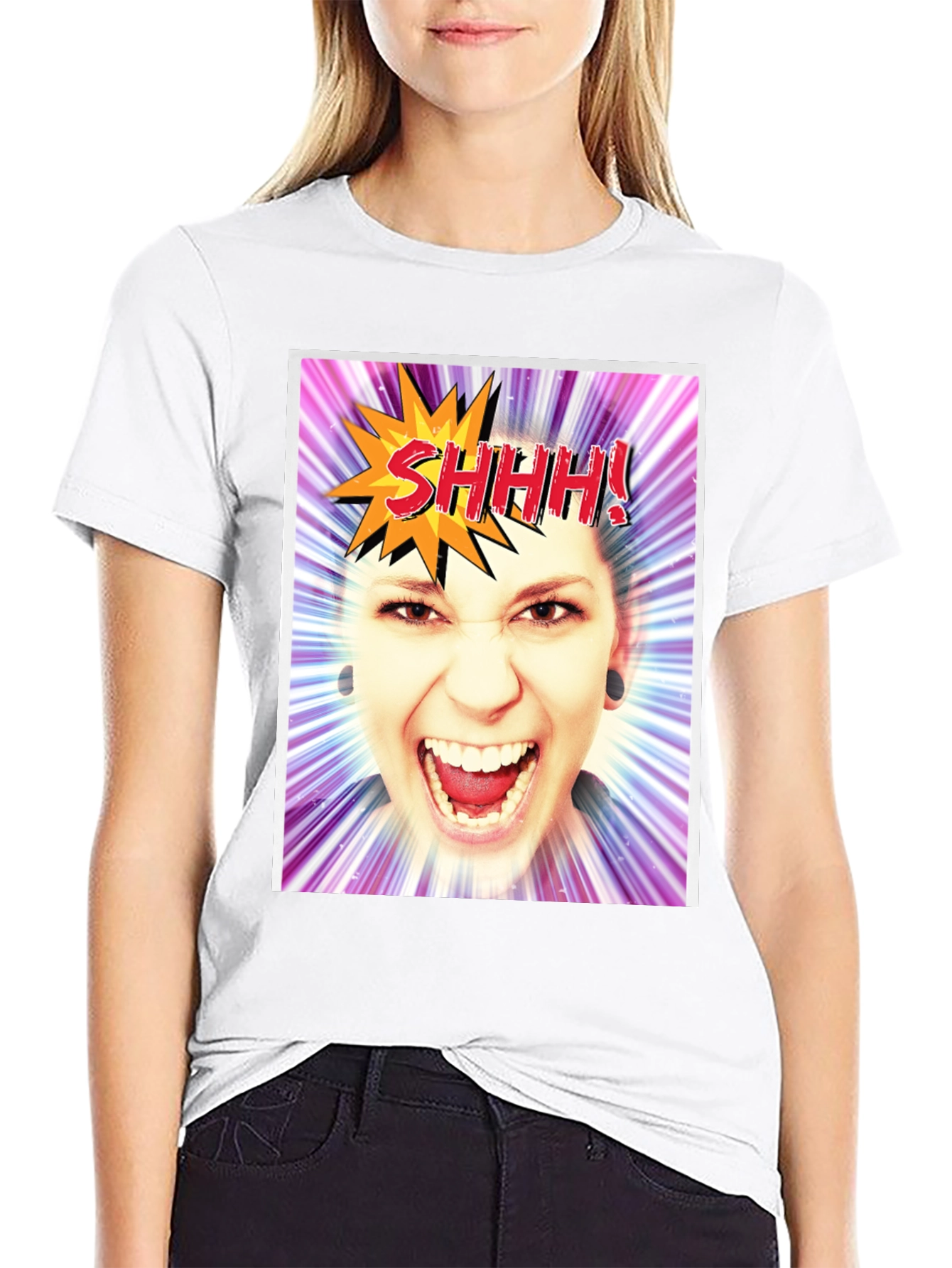 SHHH! Funny Graphic Tee - Unisex Black T-Shirt