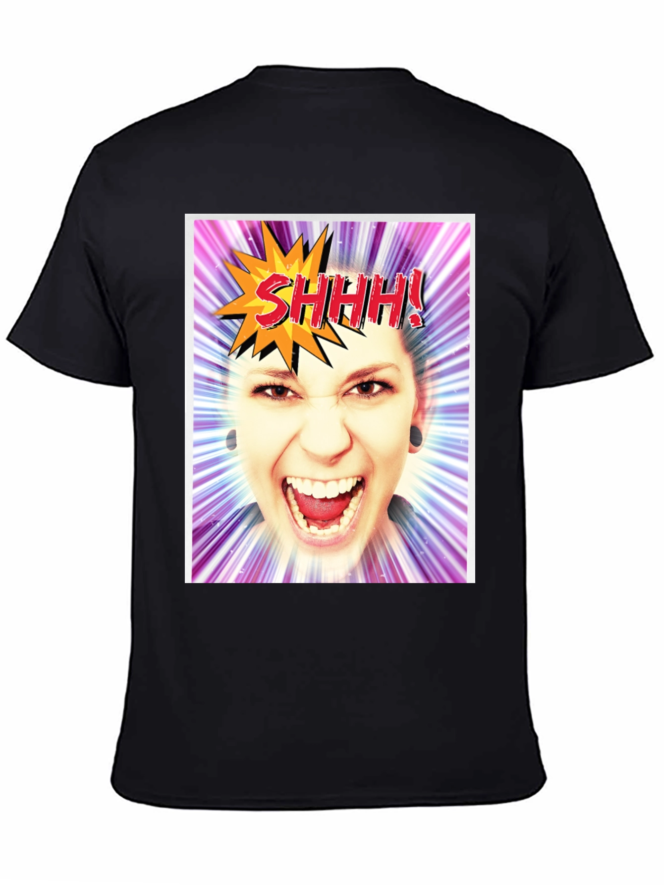 SHHH! Funny Graphic Tee - Unisex Black T-Shirt
