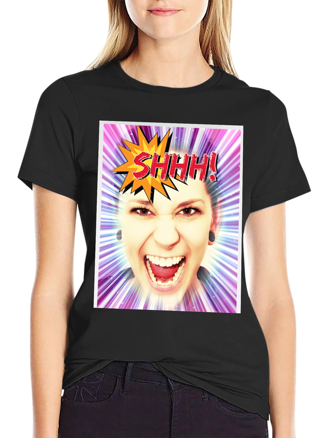 SHHH! Funny Graphic Tee - Unisex Black T-Shirt