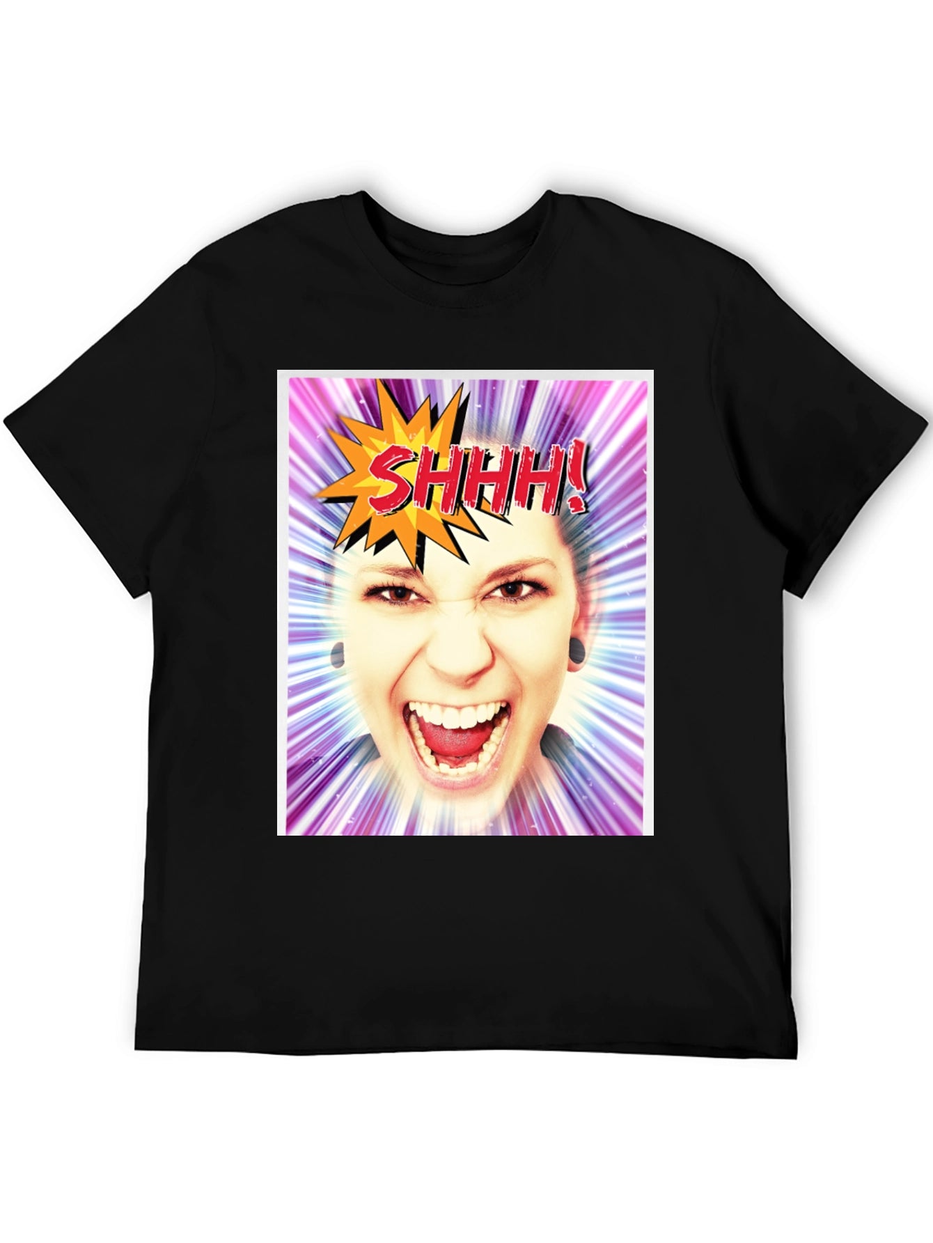 SHHH! Funny Graphic Tee - Unisex Black T-Shirt