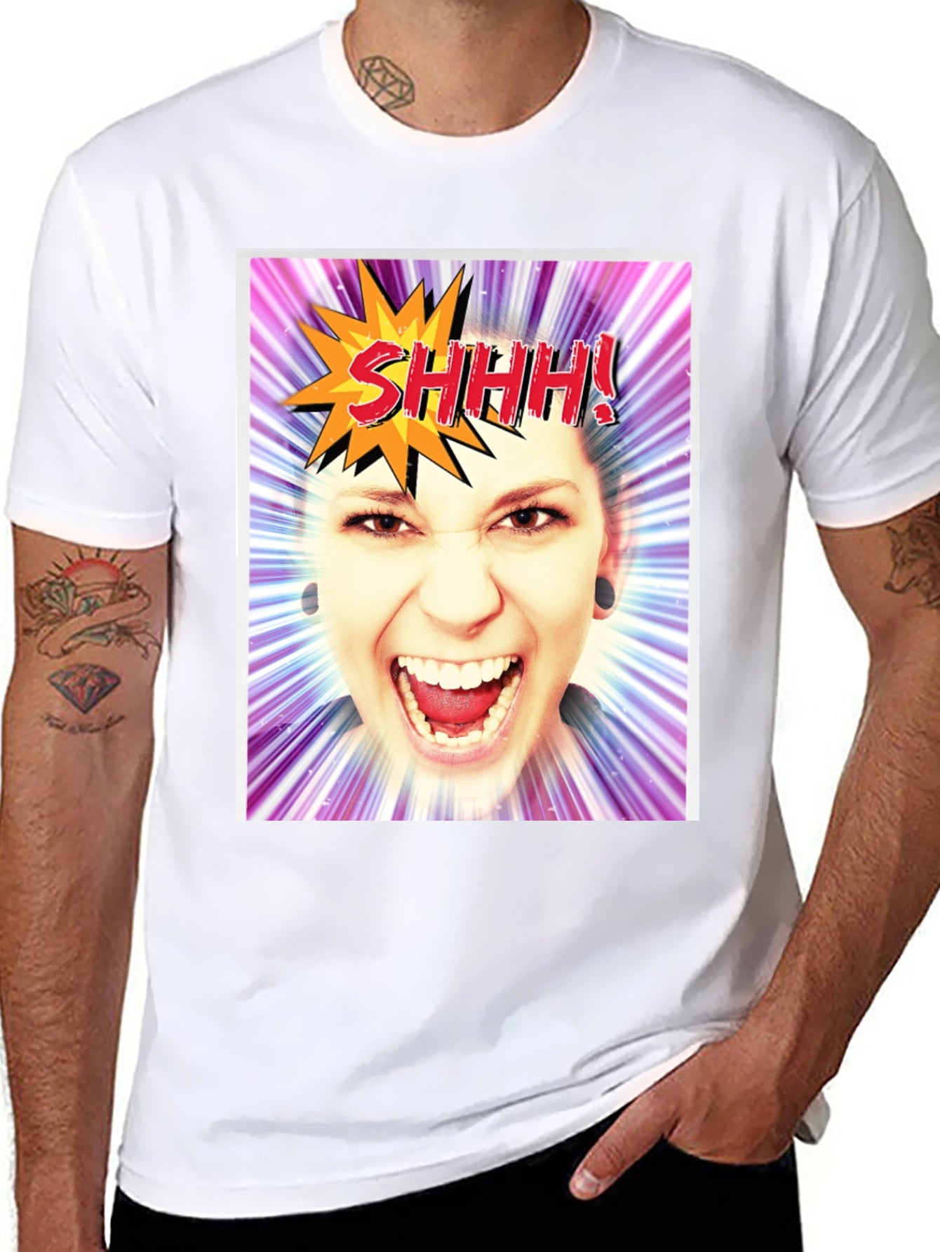 SHHH! Funny Graphic Tee - Unisex Black T-Shirt