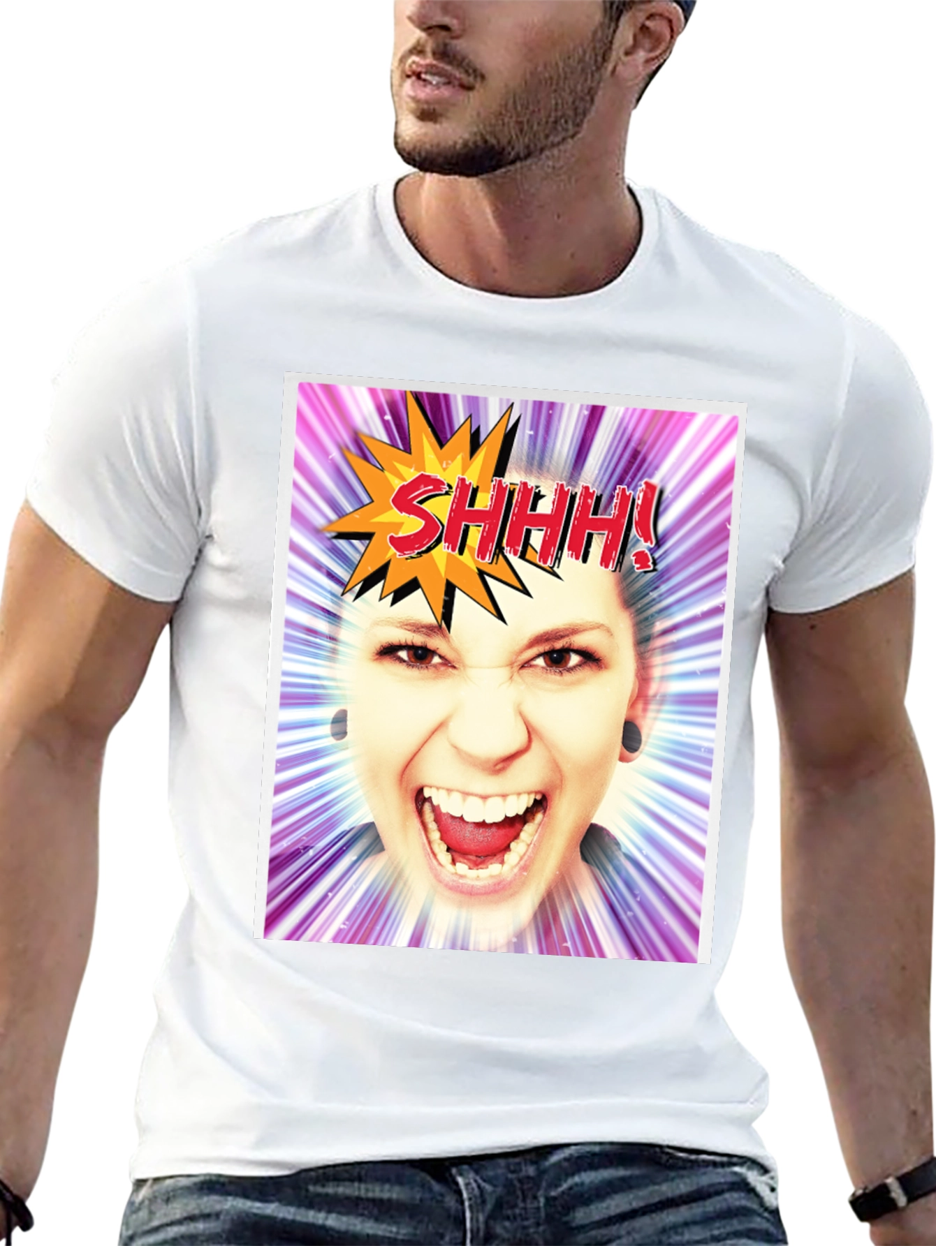 SHHH! Funny Graphic Tee - Unisex Black T-Shirt