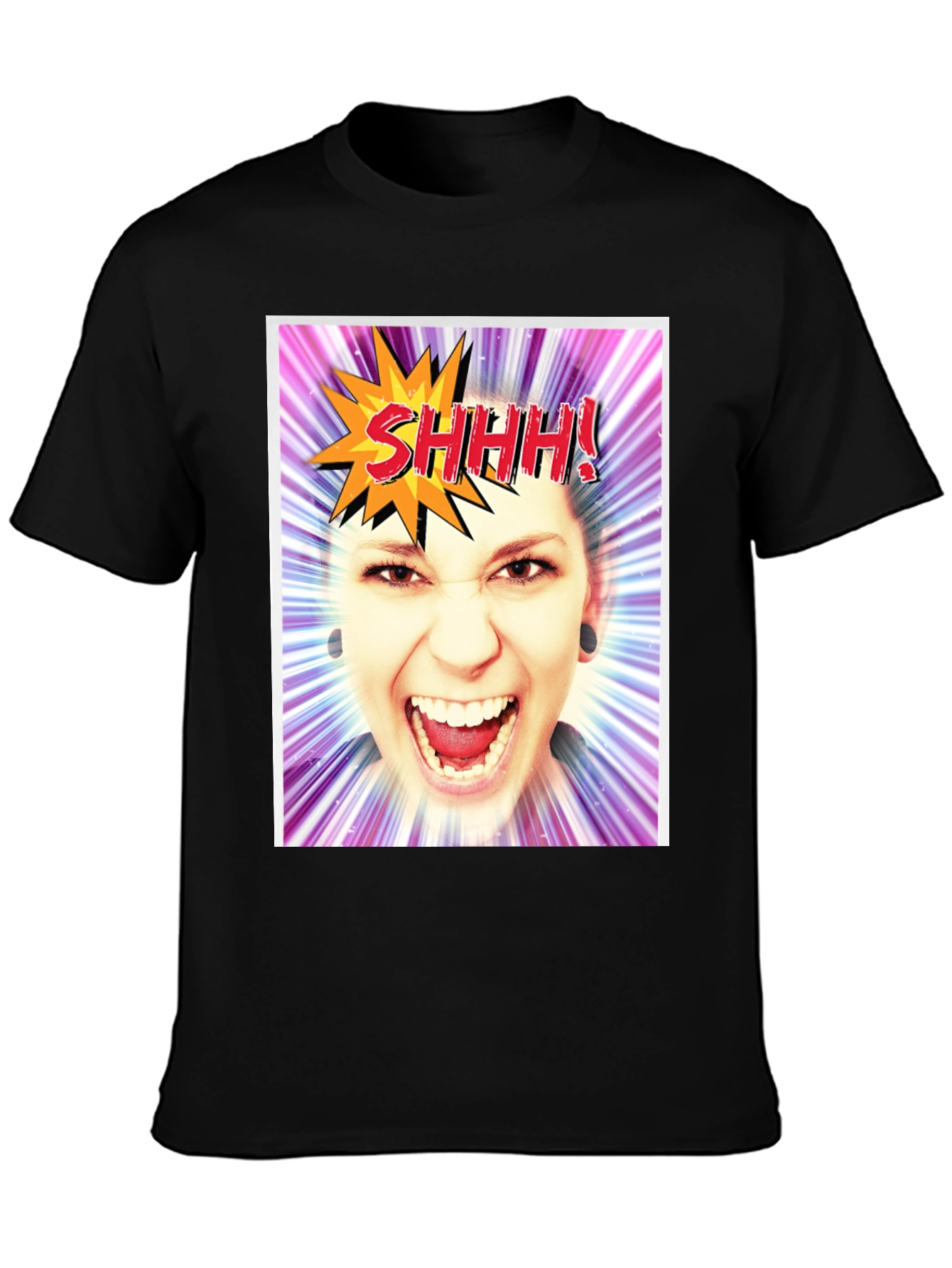 SHHH! Funny Graphic Tee - Unisex Black T-Shirt