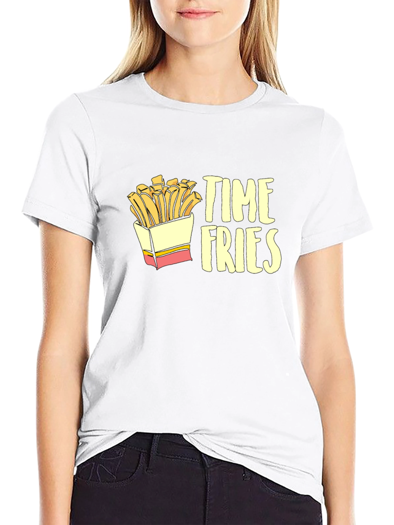 Time Fries Mens Black Graphic T-Shirt