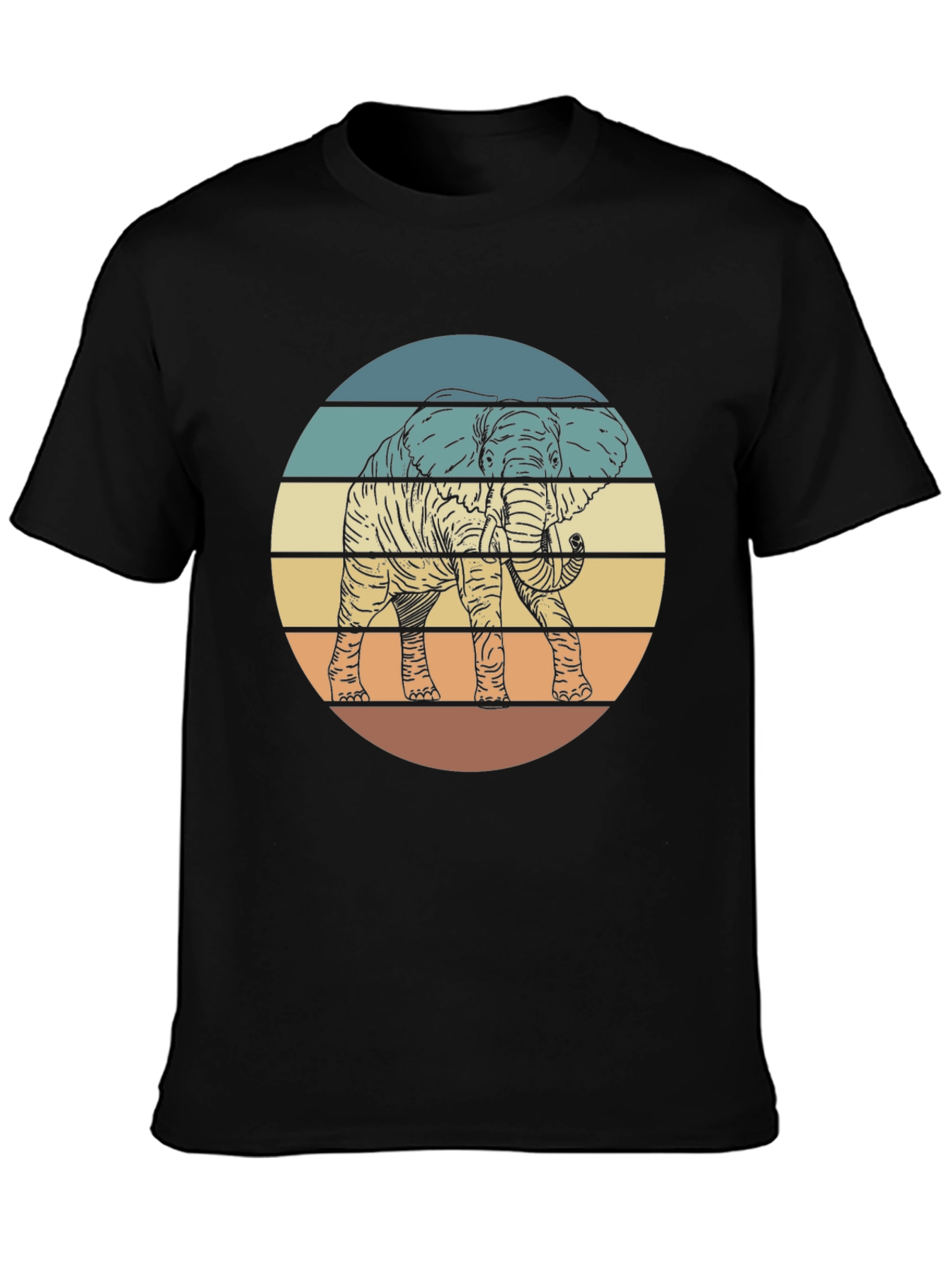 Retro Elephant Sunset Graphic T-Shirt