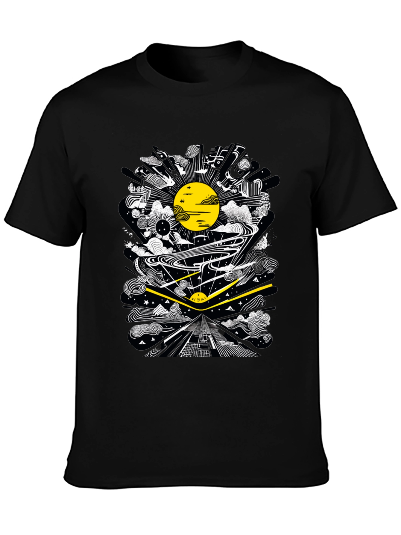 Abstract Graphic Tee - Black Cotton T-Shirt