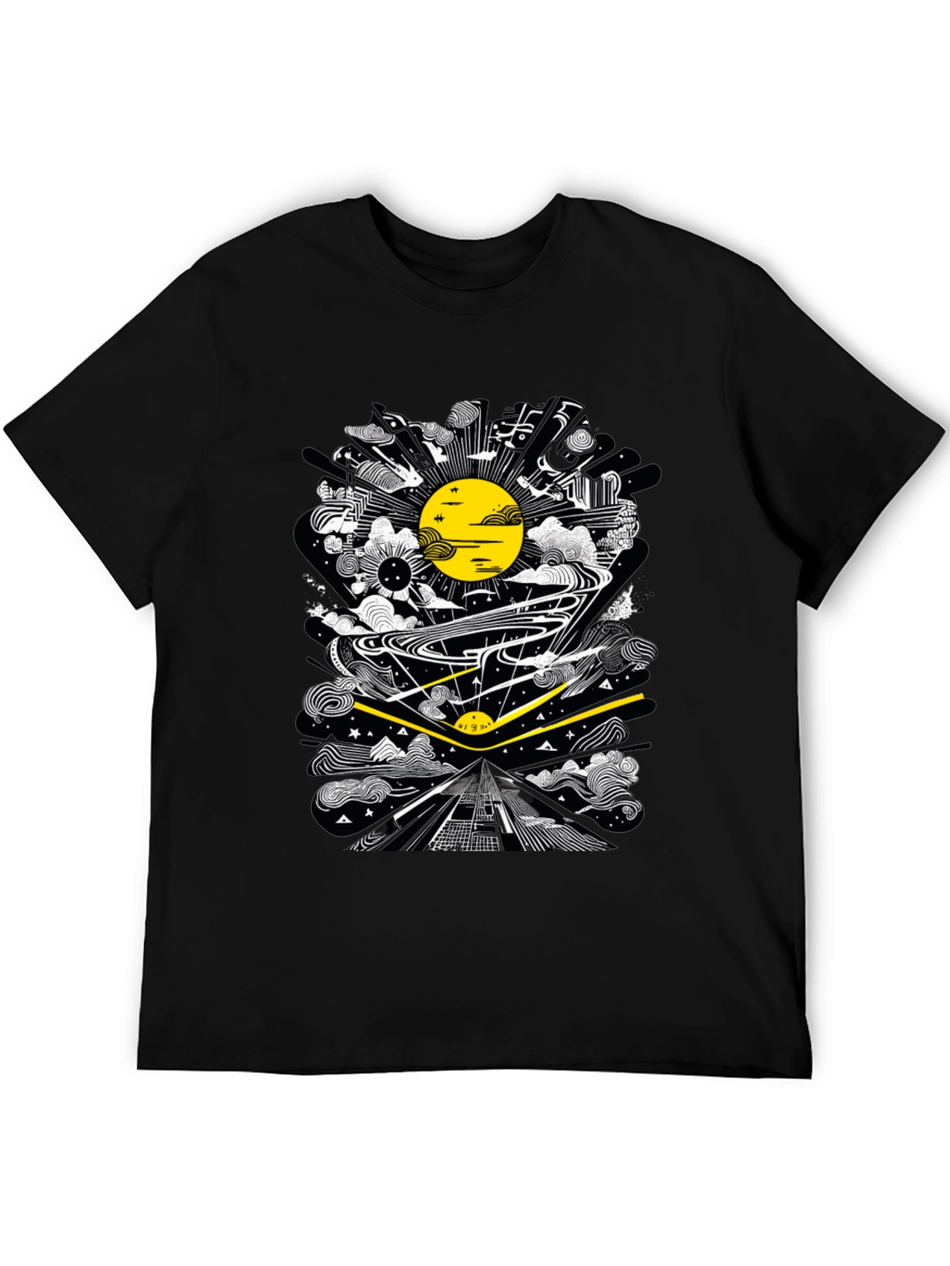 Abstract Graphic Tee - Black Cotton T-Shirt