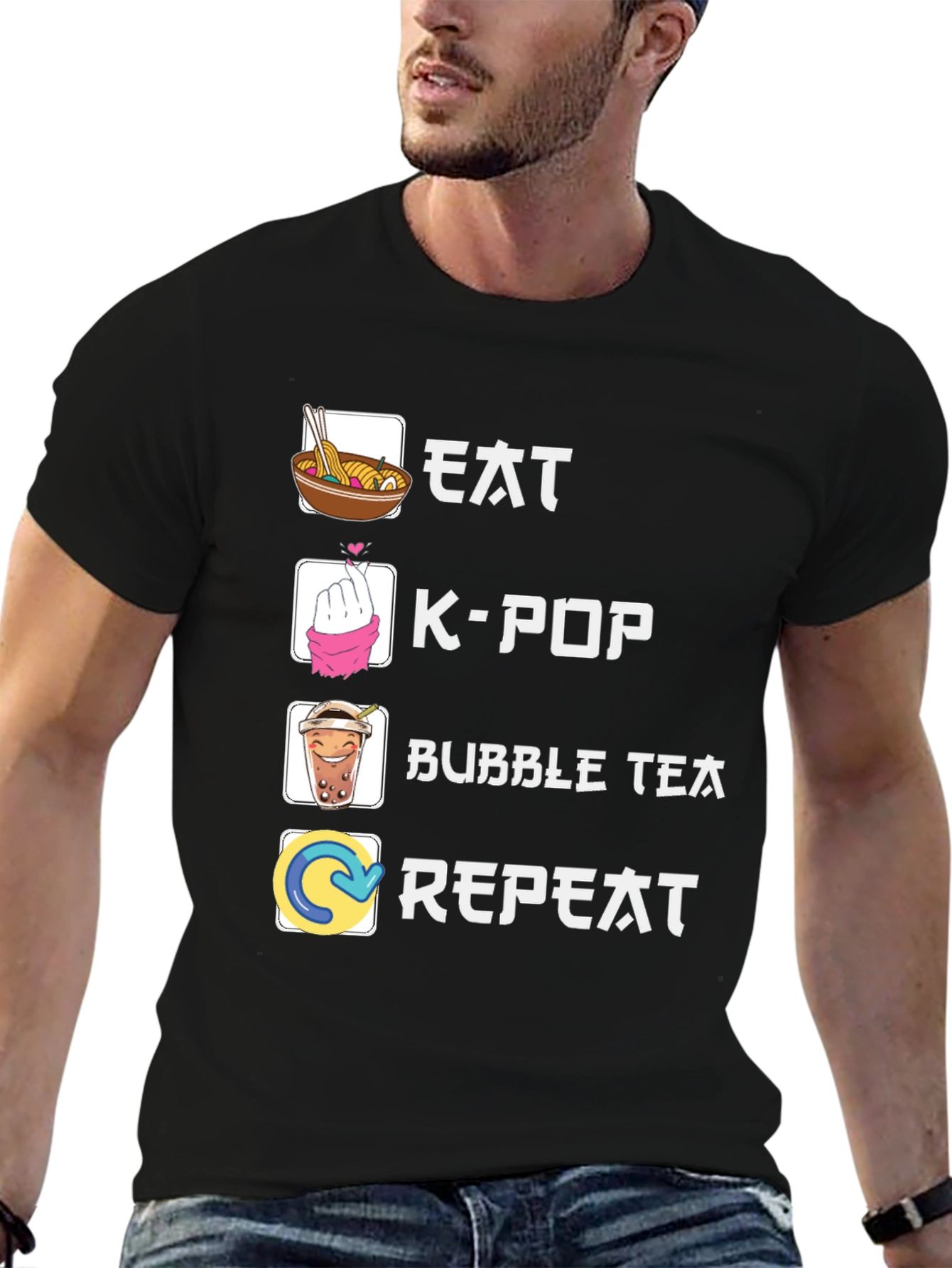 Eat K-Pop Bubble Tea Repeat Graphic Tee