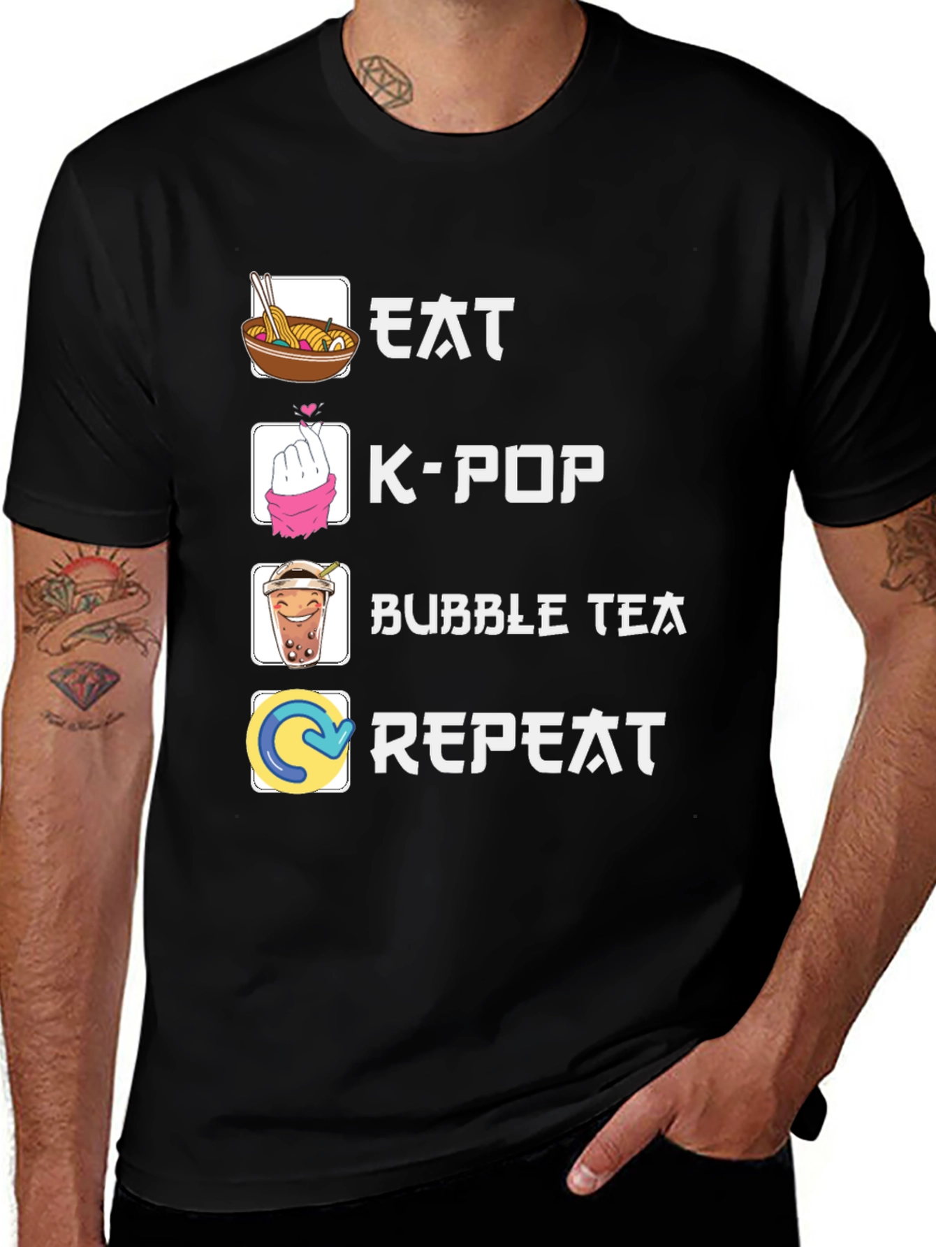 Eat K-Pop Bubble Tea Repeat Graphic Tee