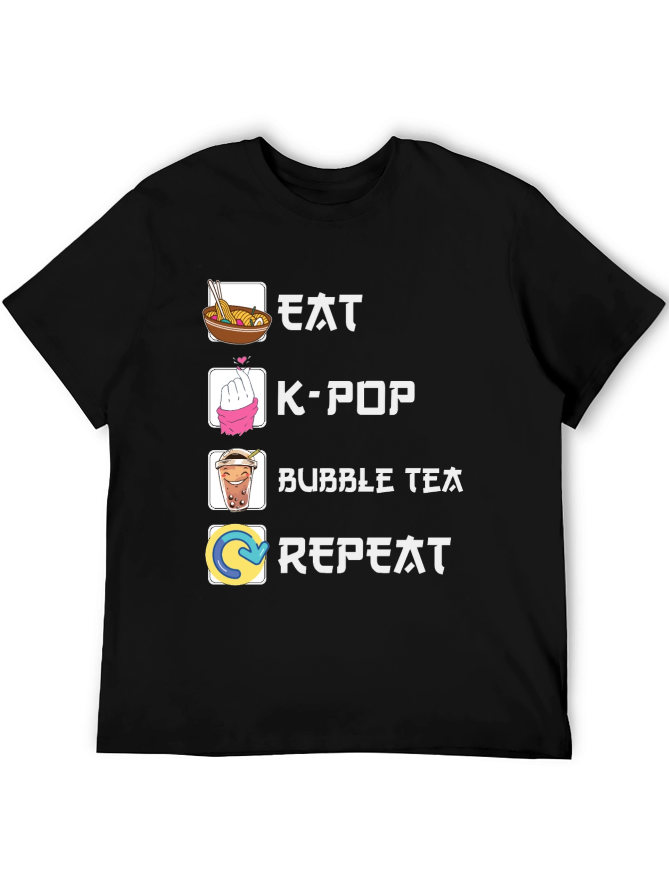 Eat K-Pop Bubble Tea Repeat Graphic Tee