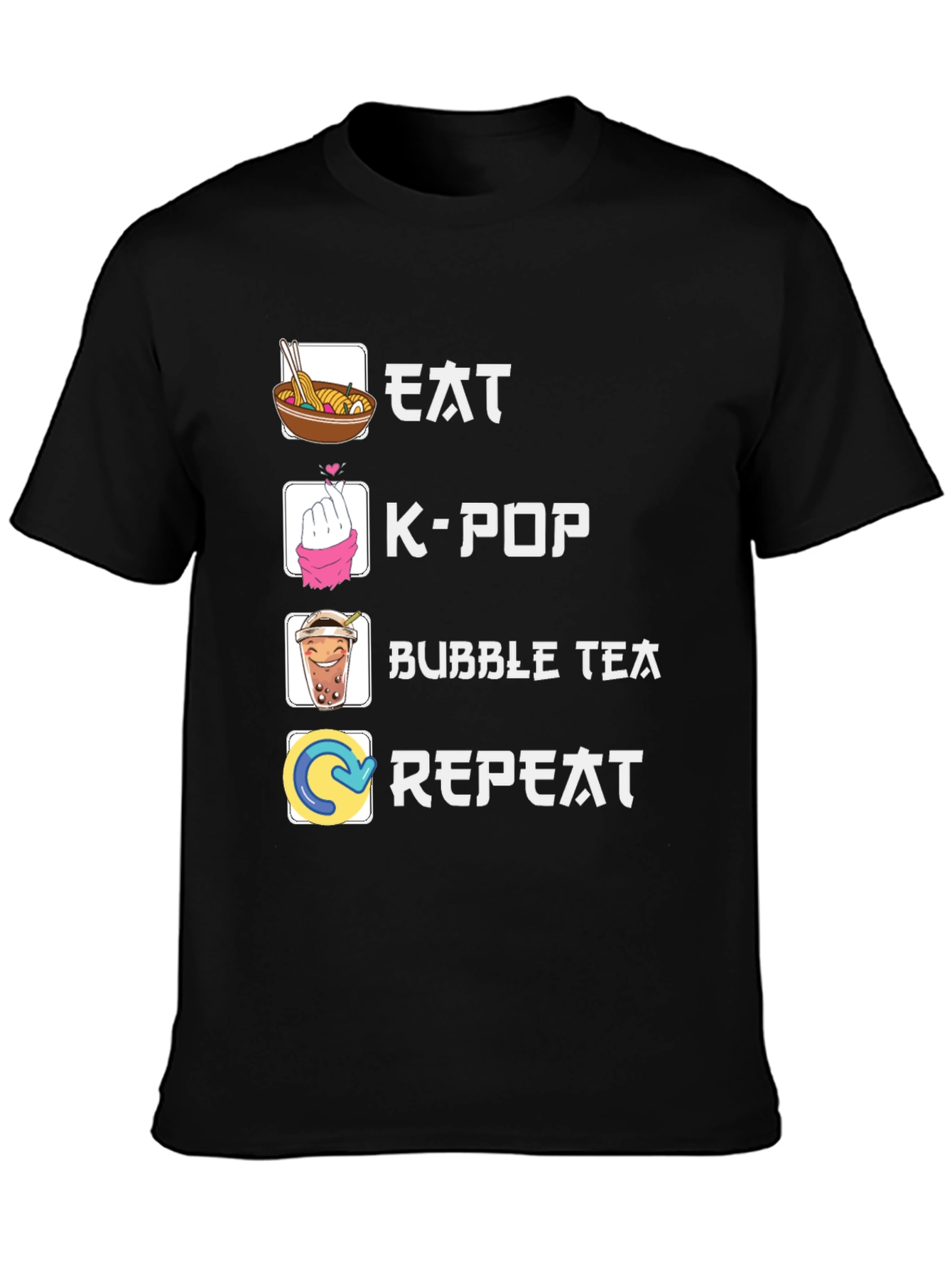 Eat K-Pop Bubble Tea Repeat Graphic Tee