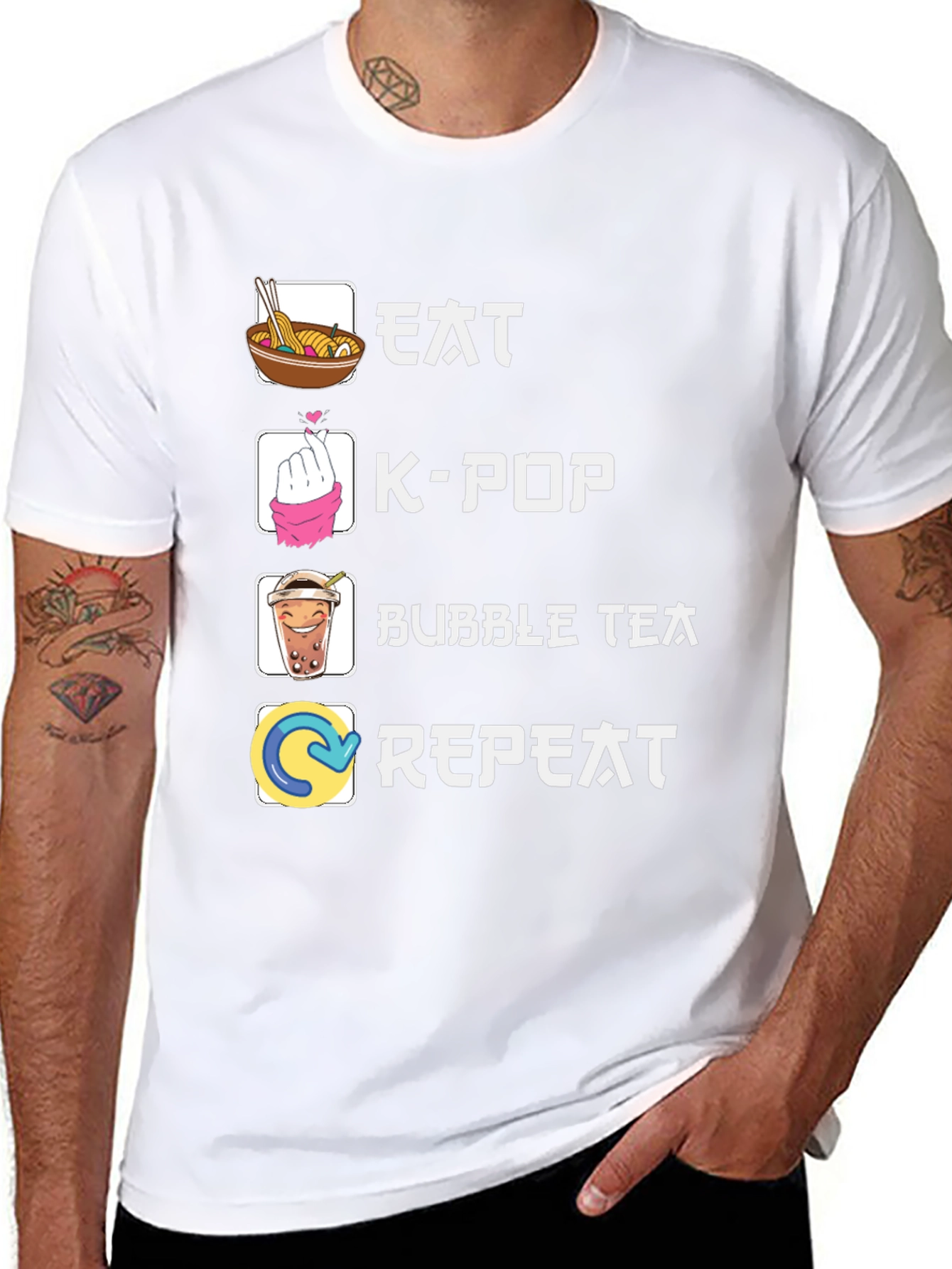 Eat K-Pop Bubble Tea Repeat Graphic Tee