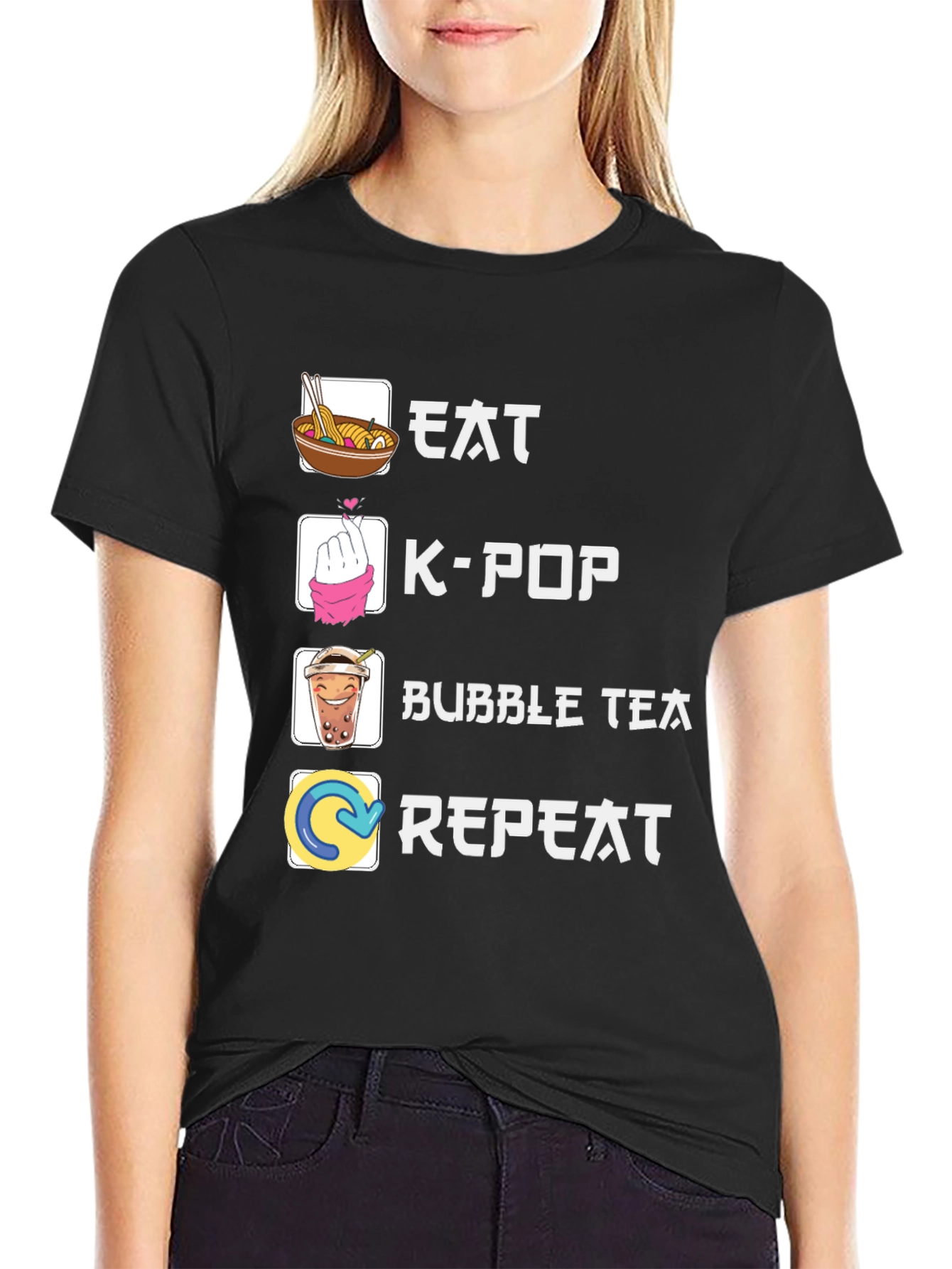 Eat K-Pop Bubble Tea Repeat Graphic Tee