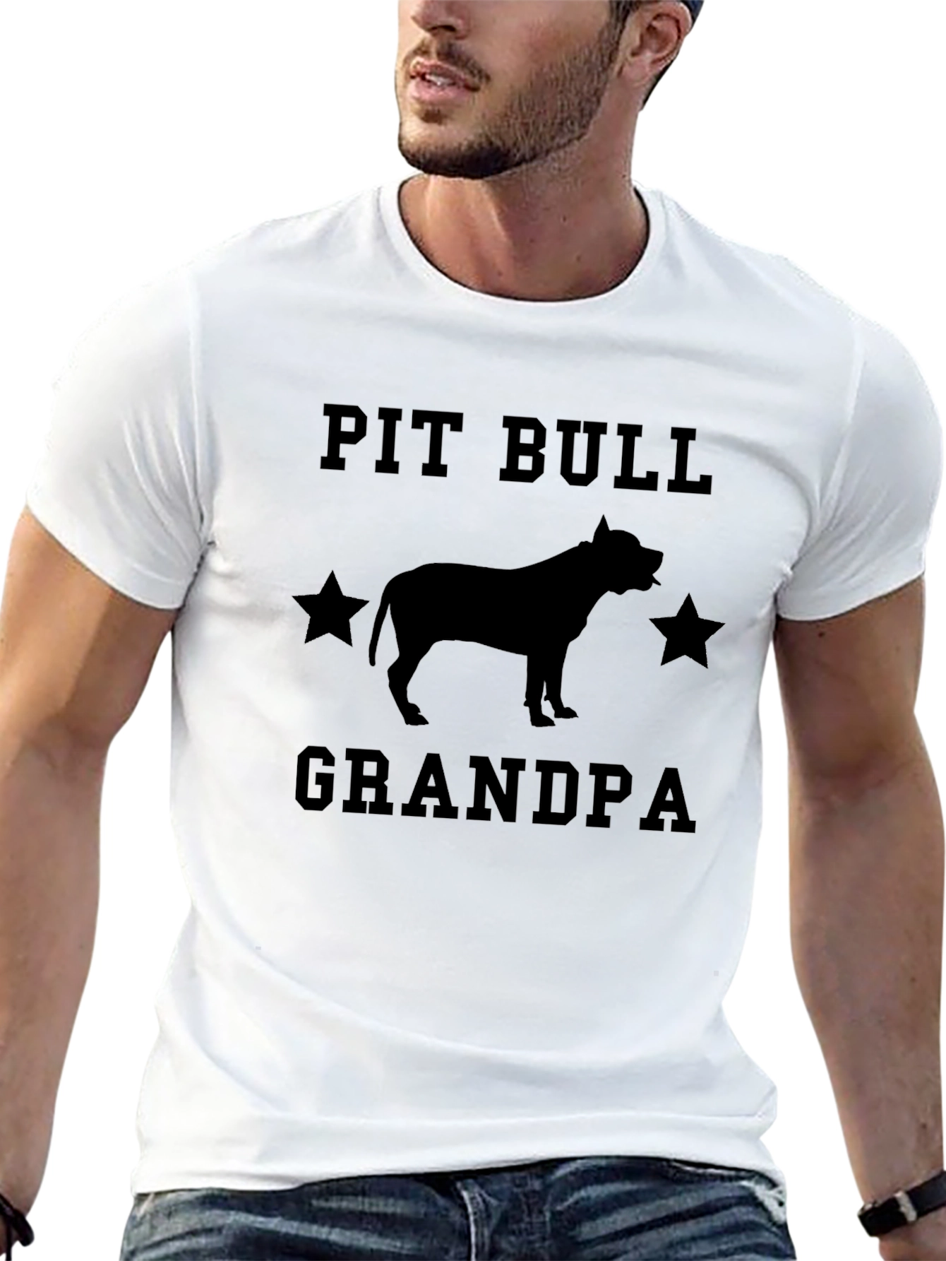 Pit Bull Grandpa Graphic T-Shirt