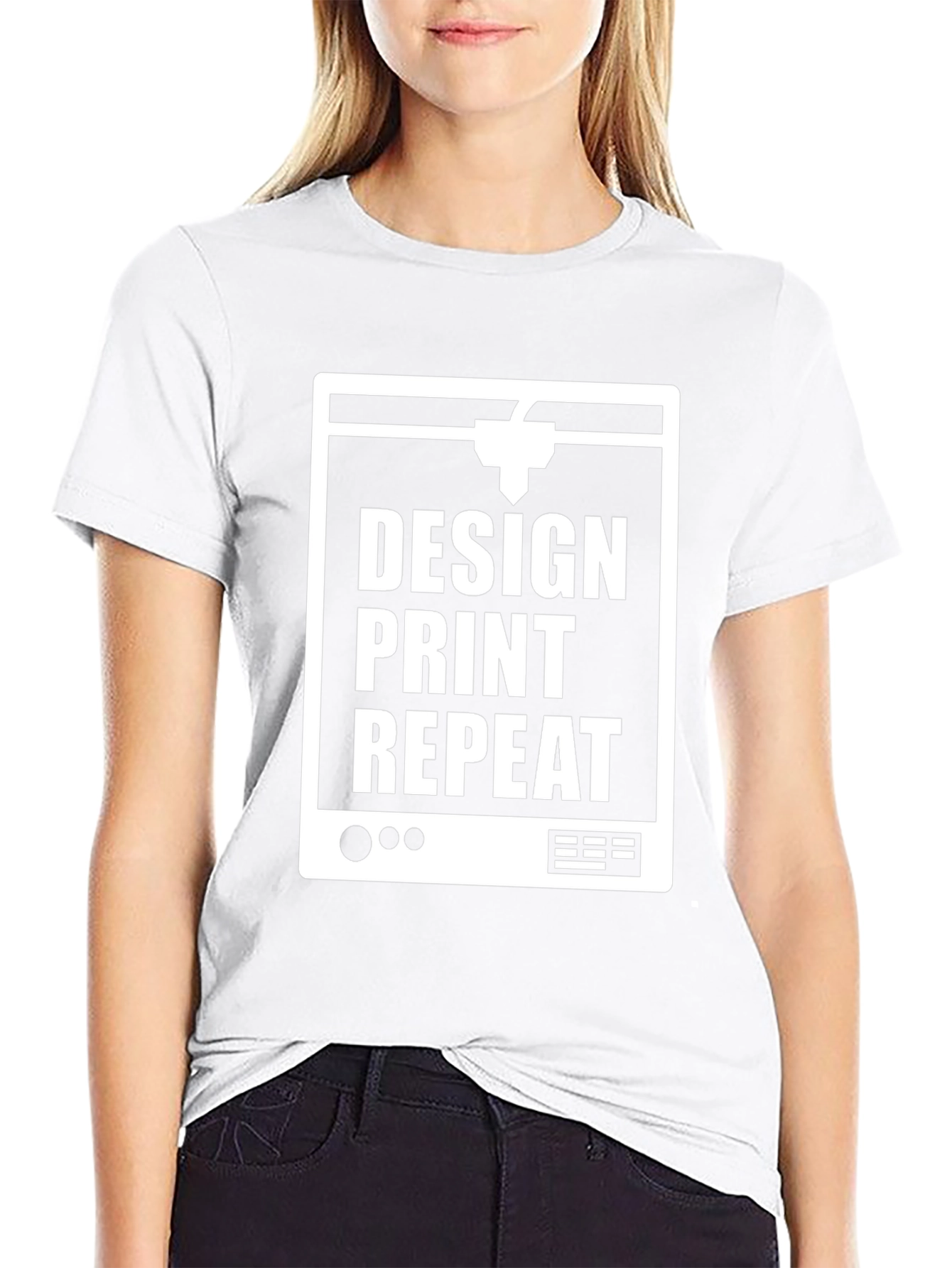 Design Print Repeat Black T-Shirt