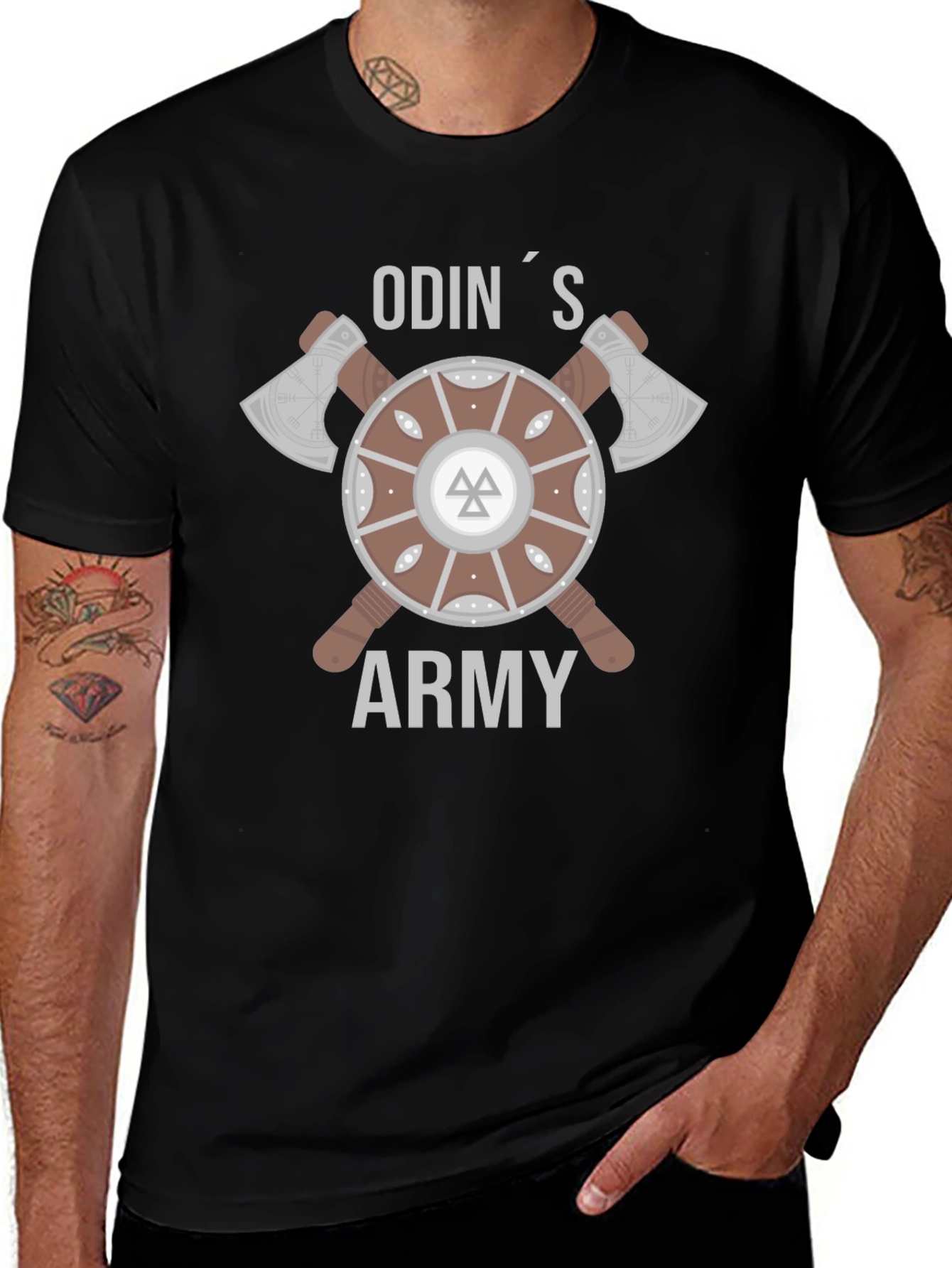 Odins Army Viking Shield & Axes T-Shirt