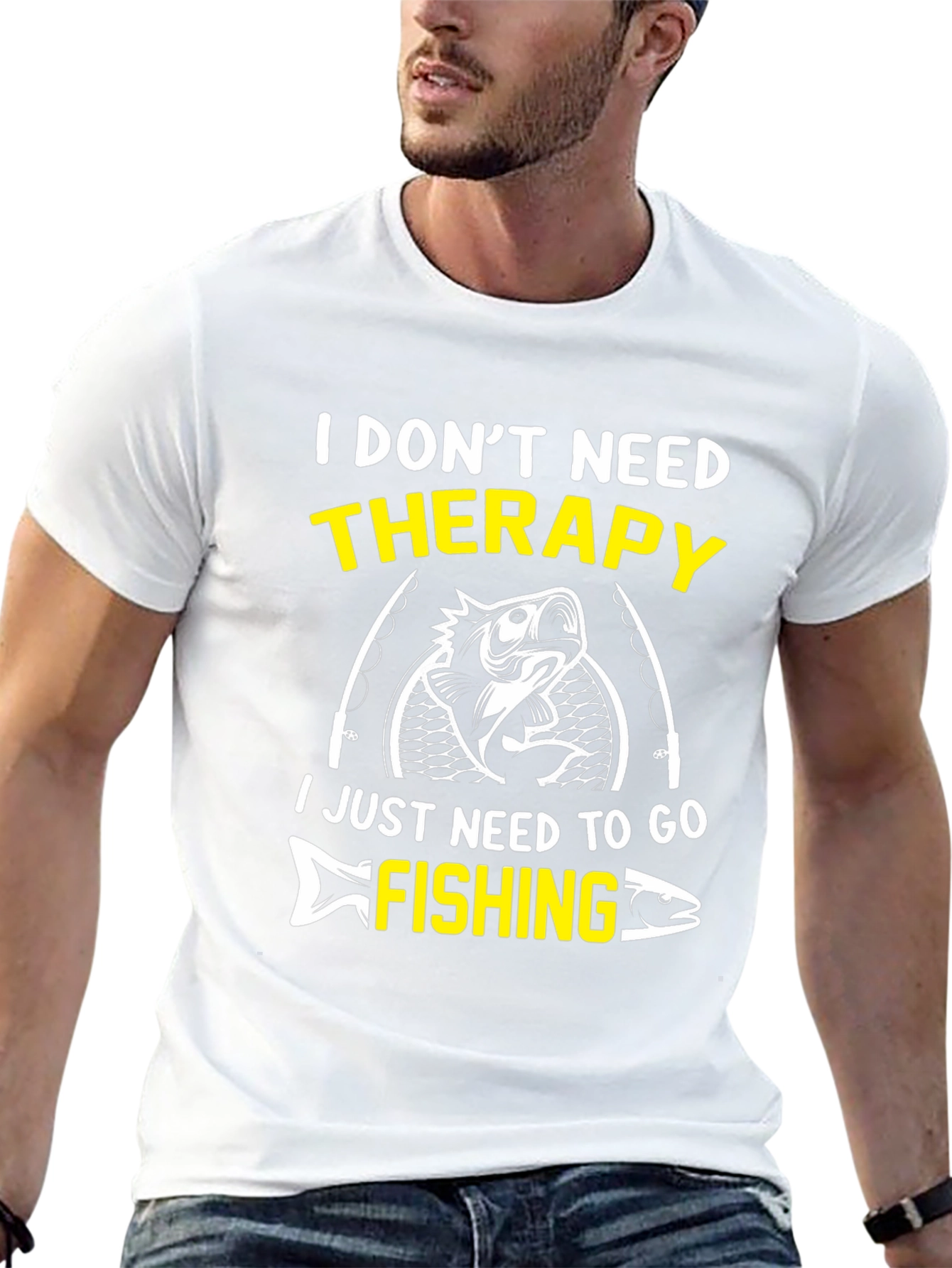 Fishing Therapy Graphic Tee - Mens Black T-Shirt