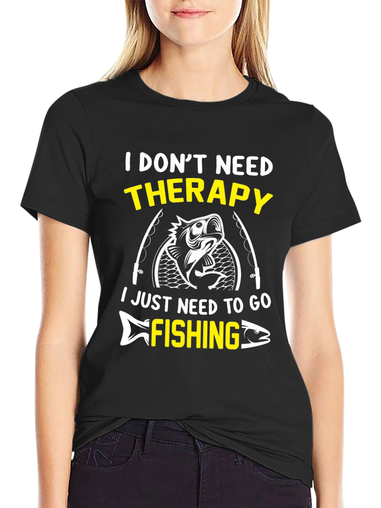 Fishing Therapy Graphic Tee - Mens Black T-Shirt
