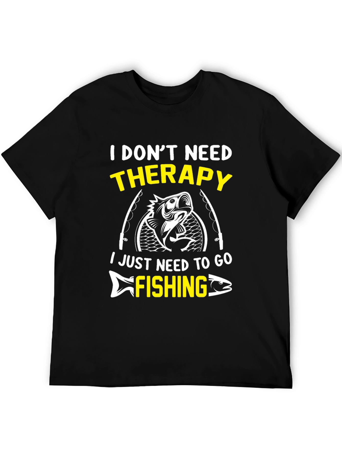 Fishing Therapy Graphic Tee - Mens Black T-Shirt