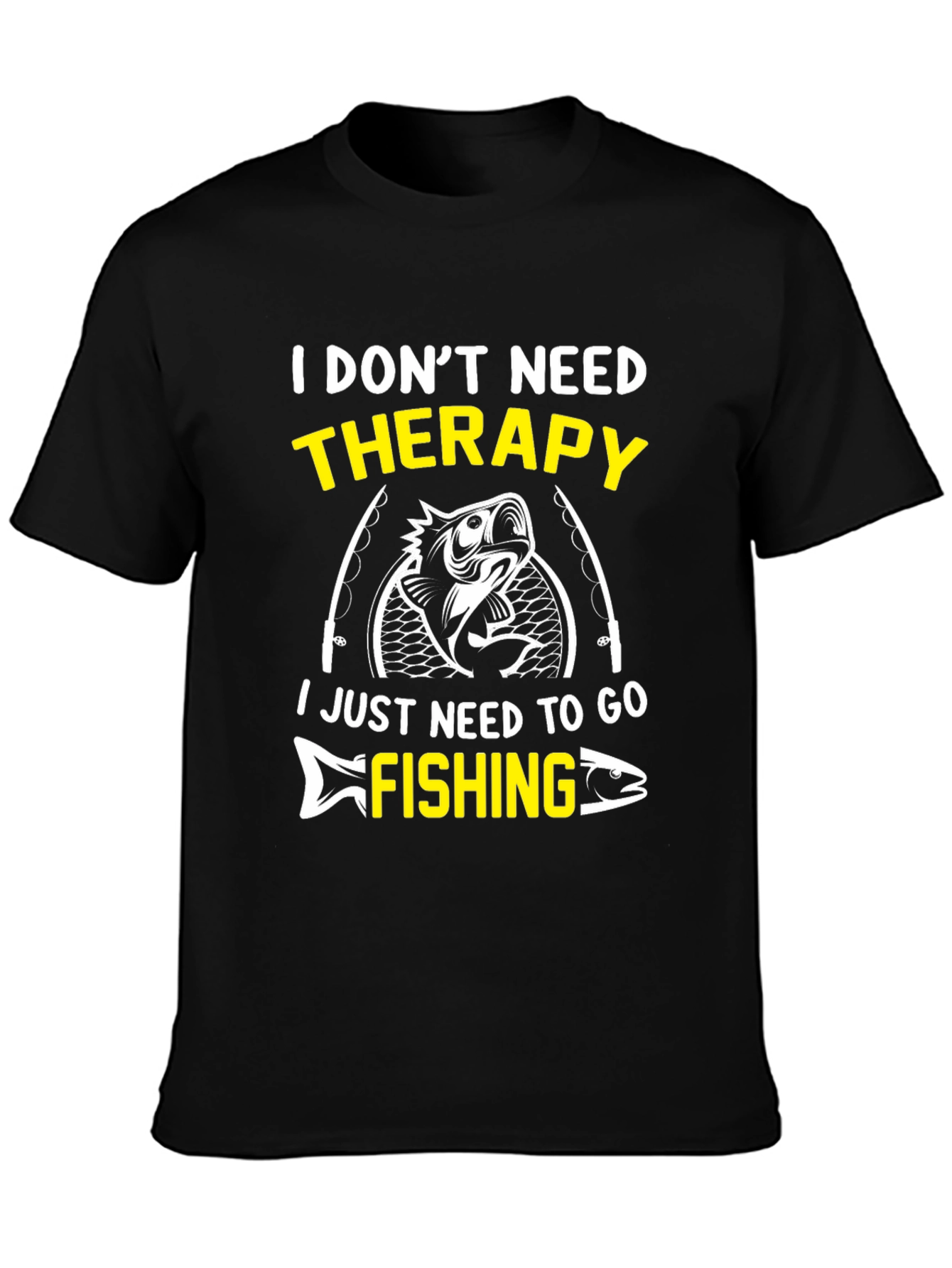 Fishing Therapy Graphic Tee - Mens Black T-Shirt