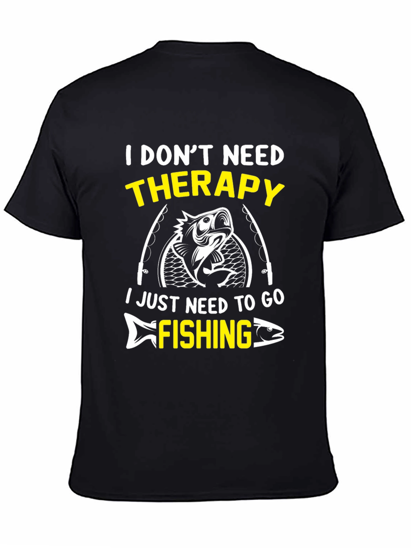 Fishing Therapy Graphic Tee - Mens Black T-Shirt
