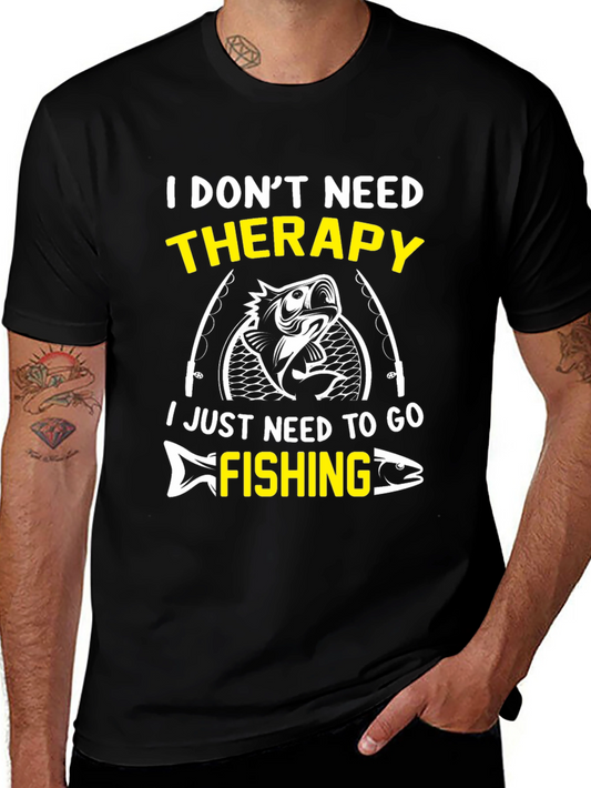 Fishing Therapy Graphic Tee - Mens Black T-Shirt