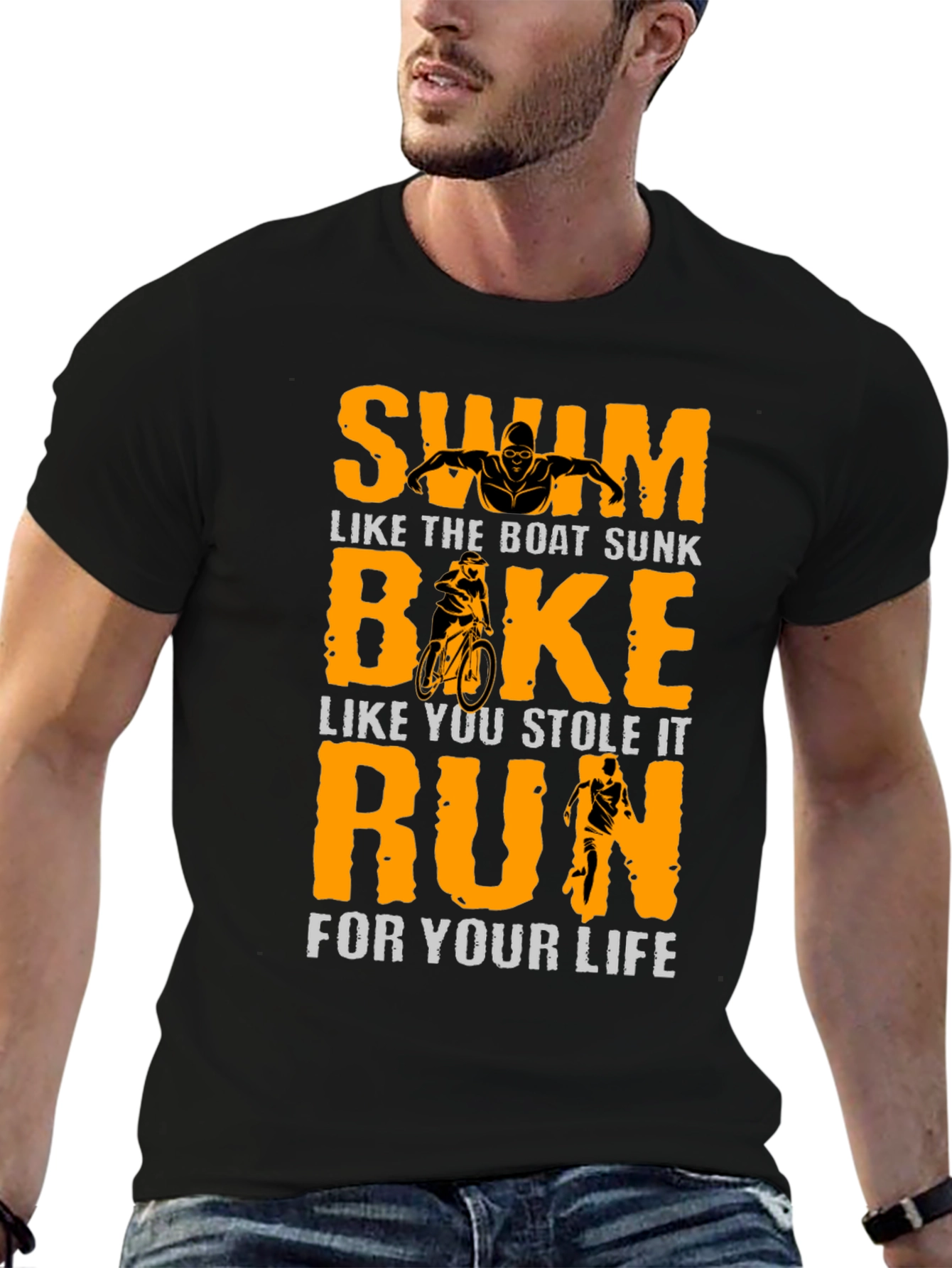 Swim Bike Run T-Shirt - Triathlon Motivation
