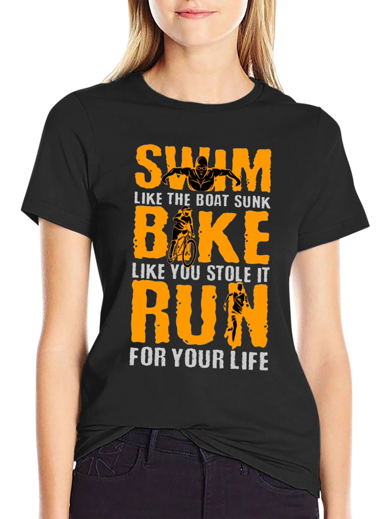 Swim Bike Run T-Shirt - Triathlon Motivation