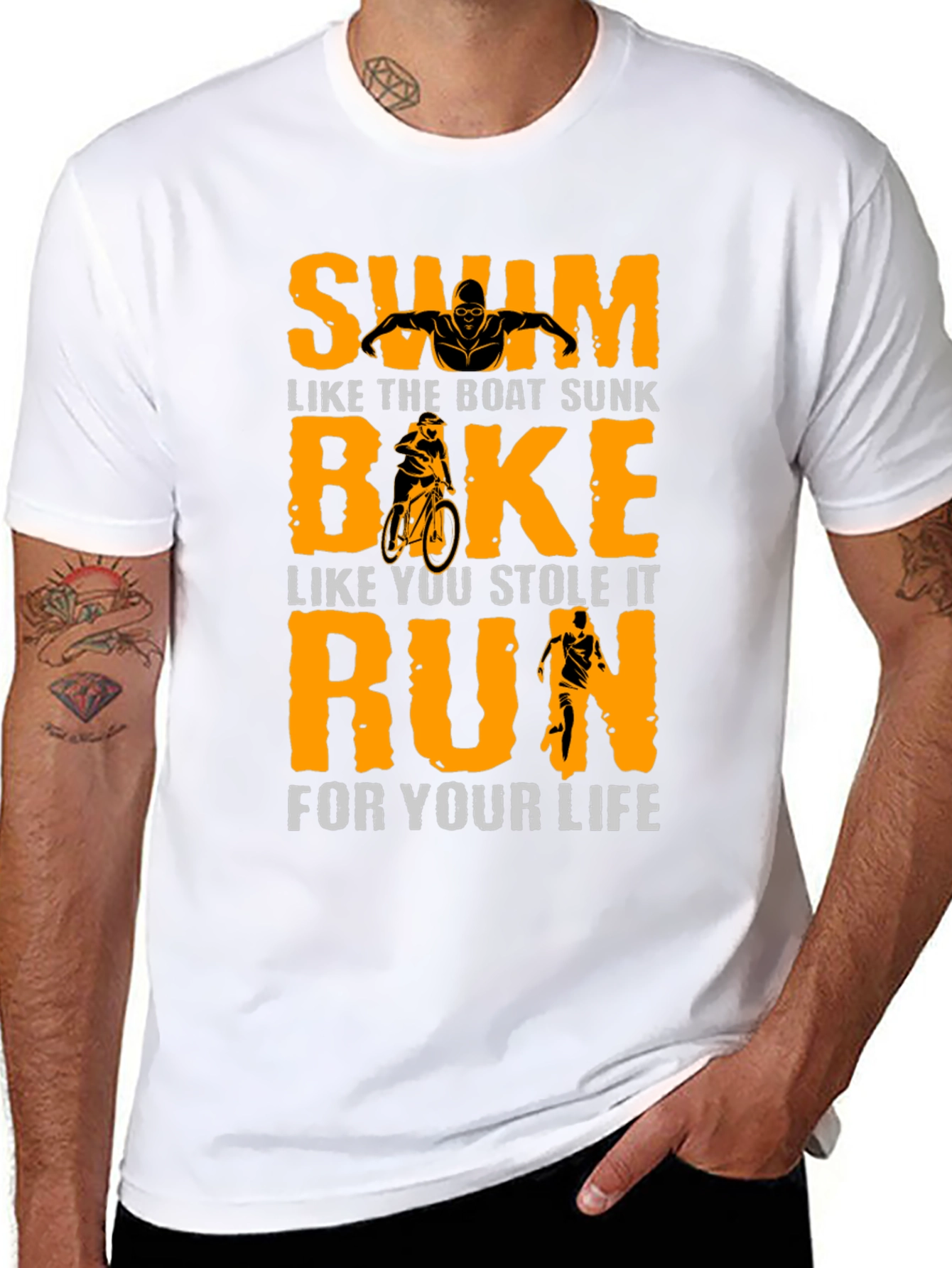 Swim Bike Run T-Shirt - Triathlon Motivation