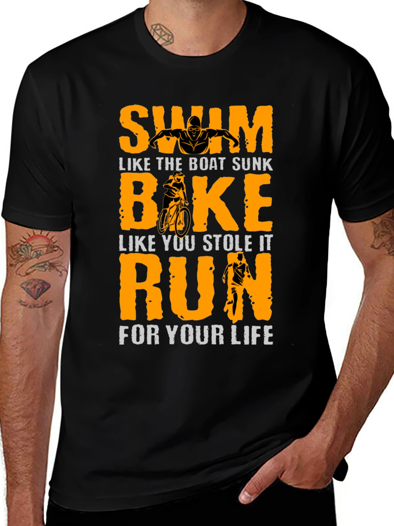 Swim Bike Run T-Shirt - Triathlon Motivation