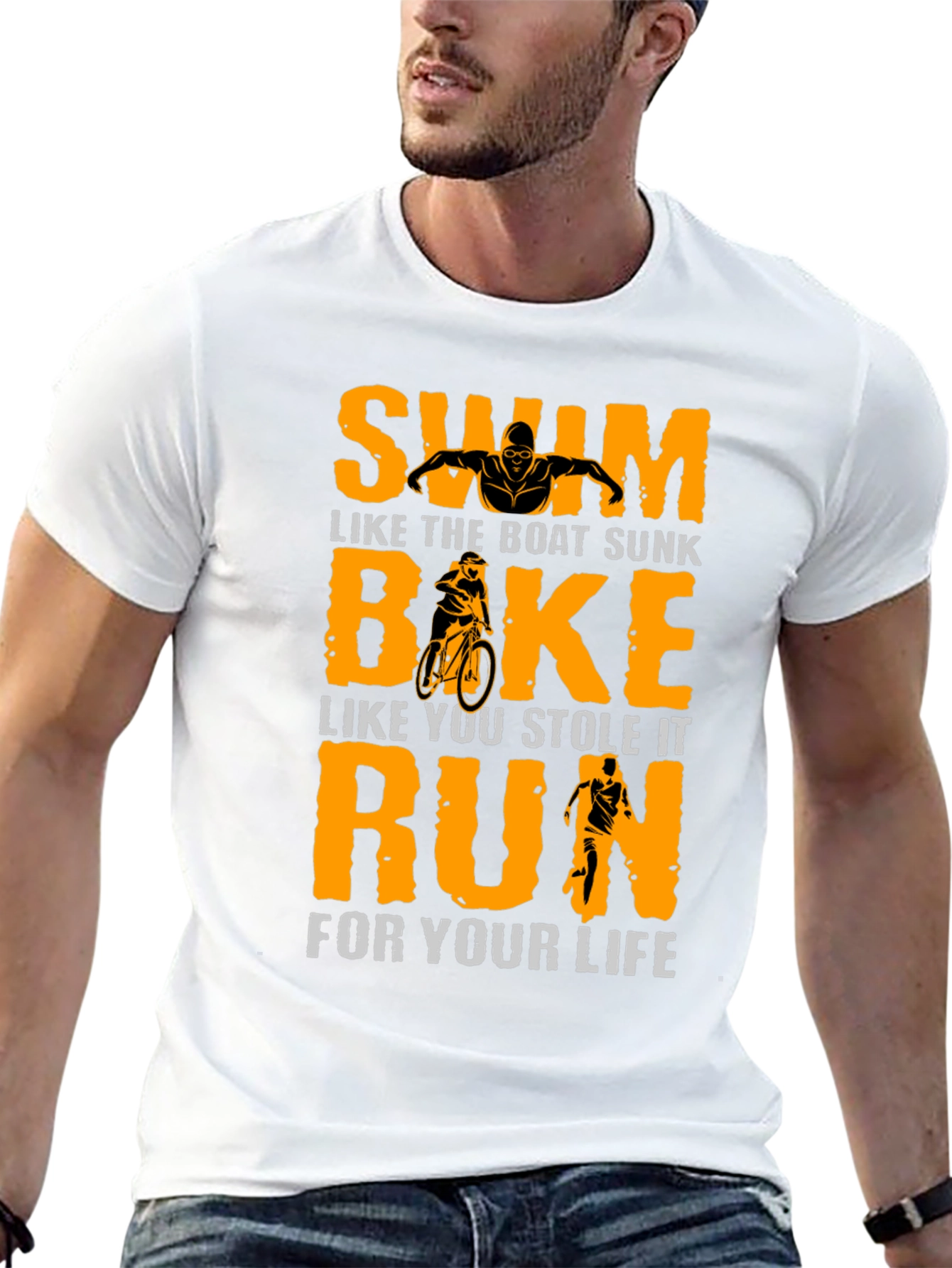 Swim Bike Run T-Shirt - Triathlon Motivation