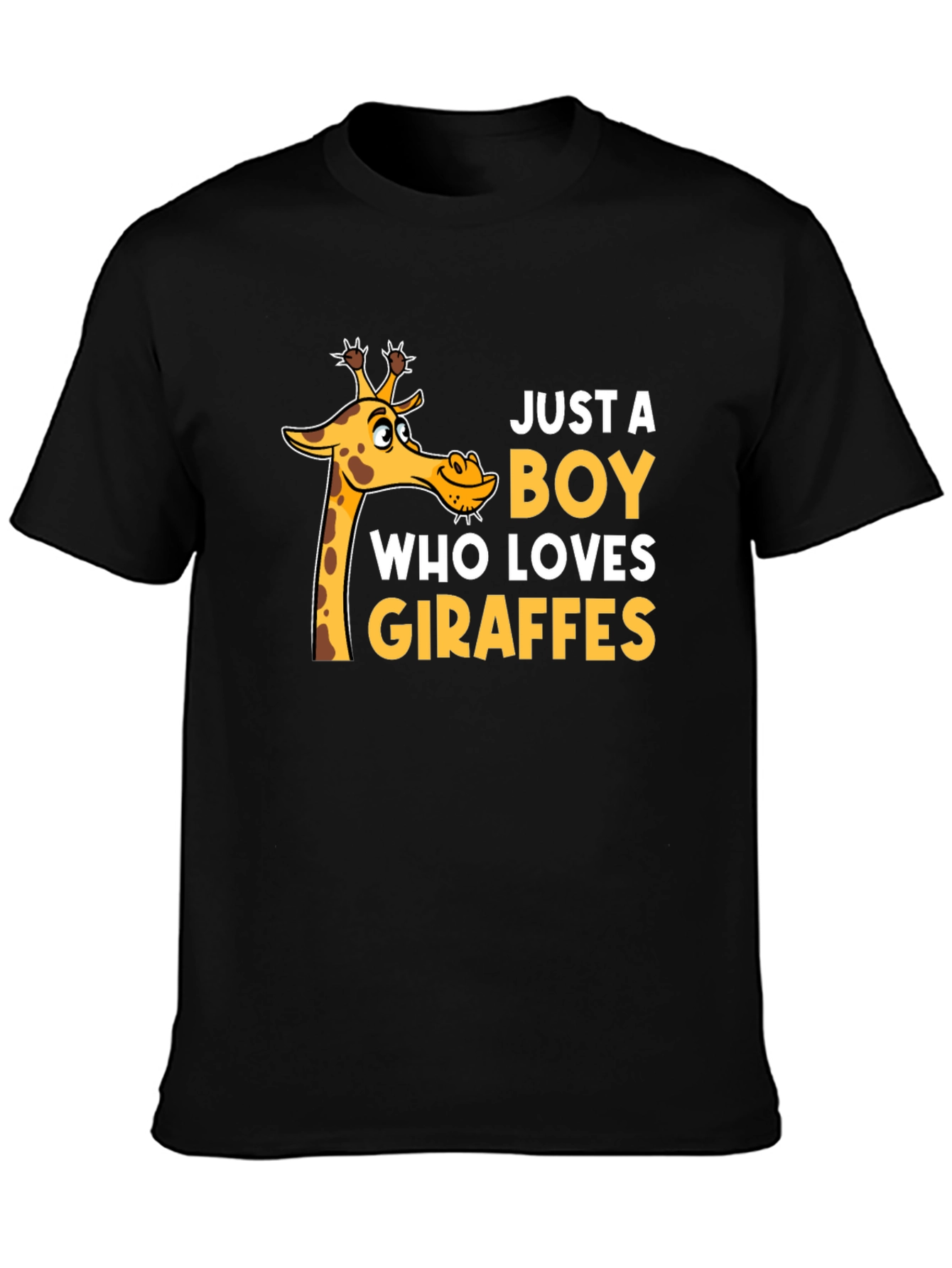 Just a Boy Who Loves Giraffes T-Shirt - Black