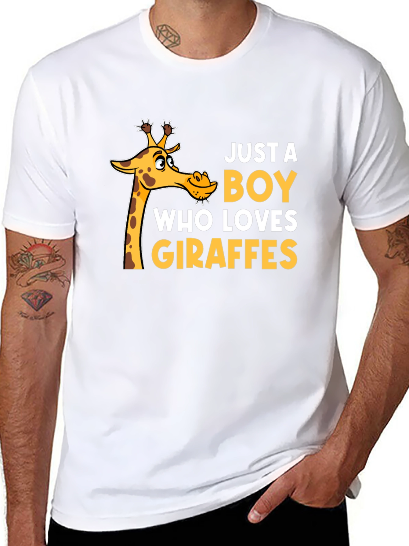Just a Boy Who Loves Giraffes T-Shirt - Black
