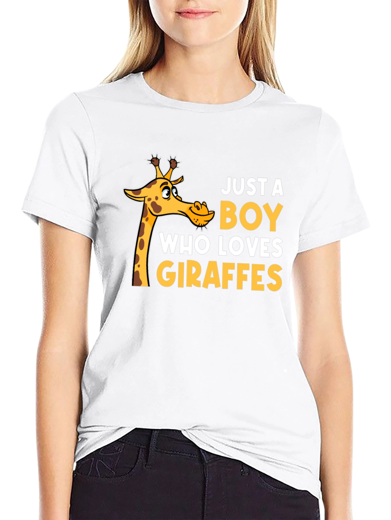 Just a Boy Who Loves Giraffes T-Shirt - Black