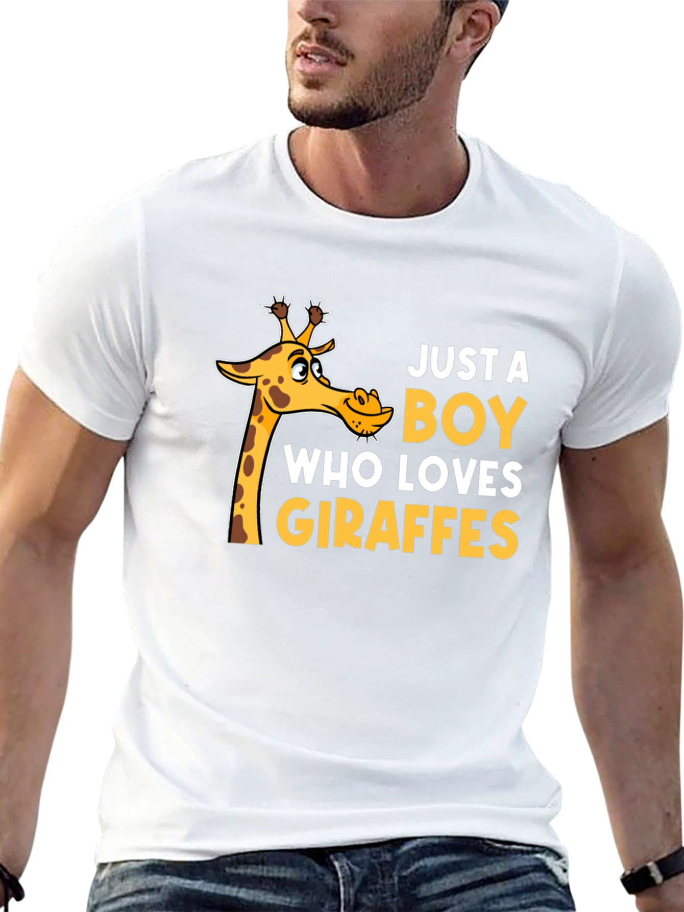 Just a Boy Who Loves Giraffes T-Shirt - Black
