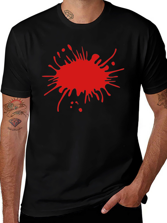 Mens Black T-Shirt with Red Splatter Design