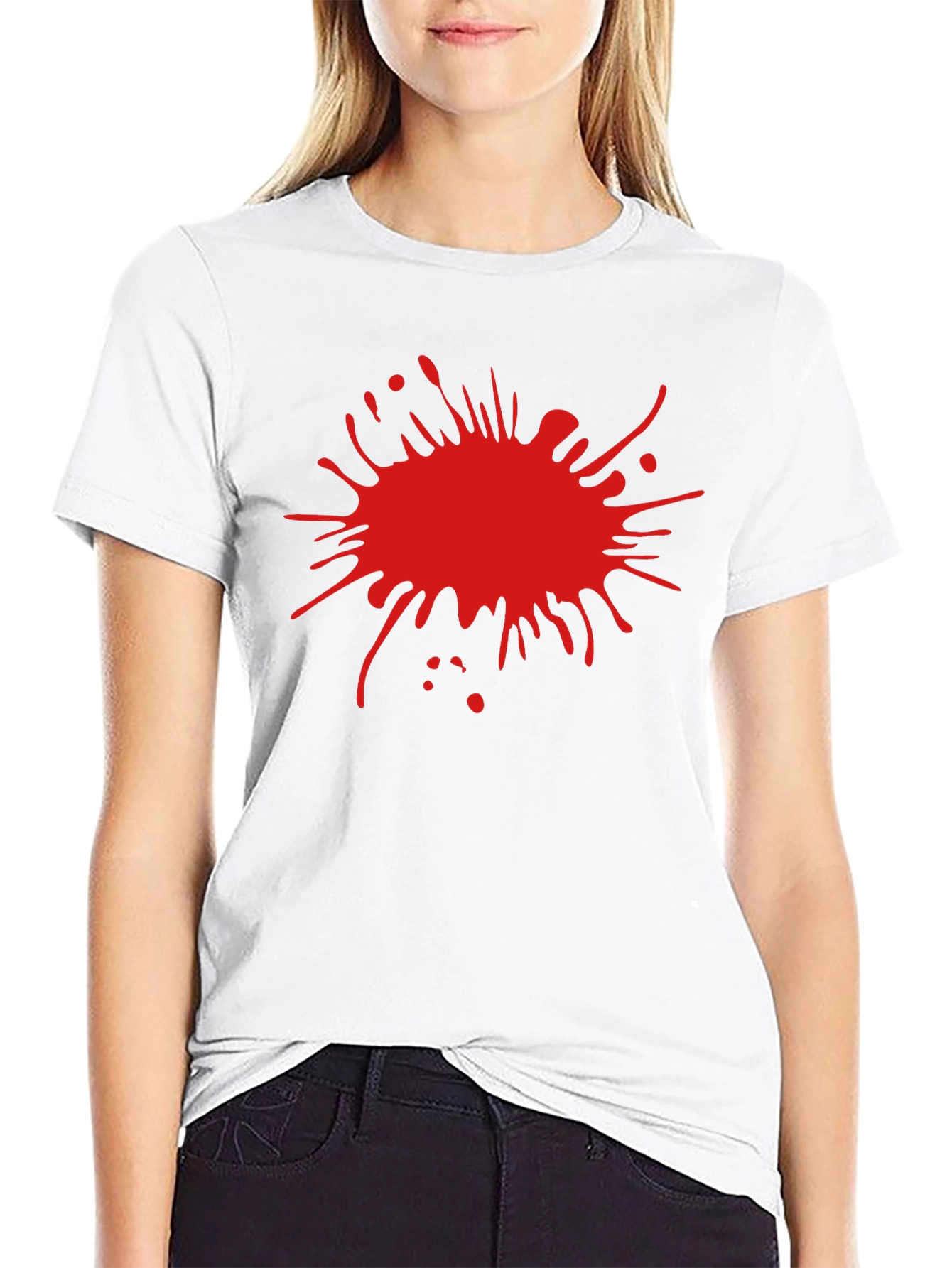 Mens Black T-Shirt with Red Splatter Design