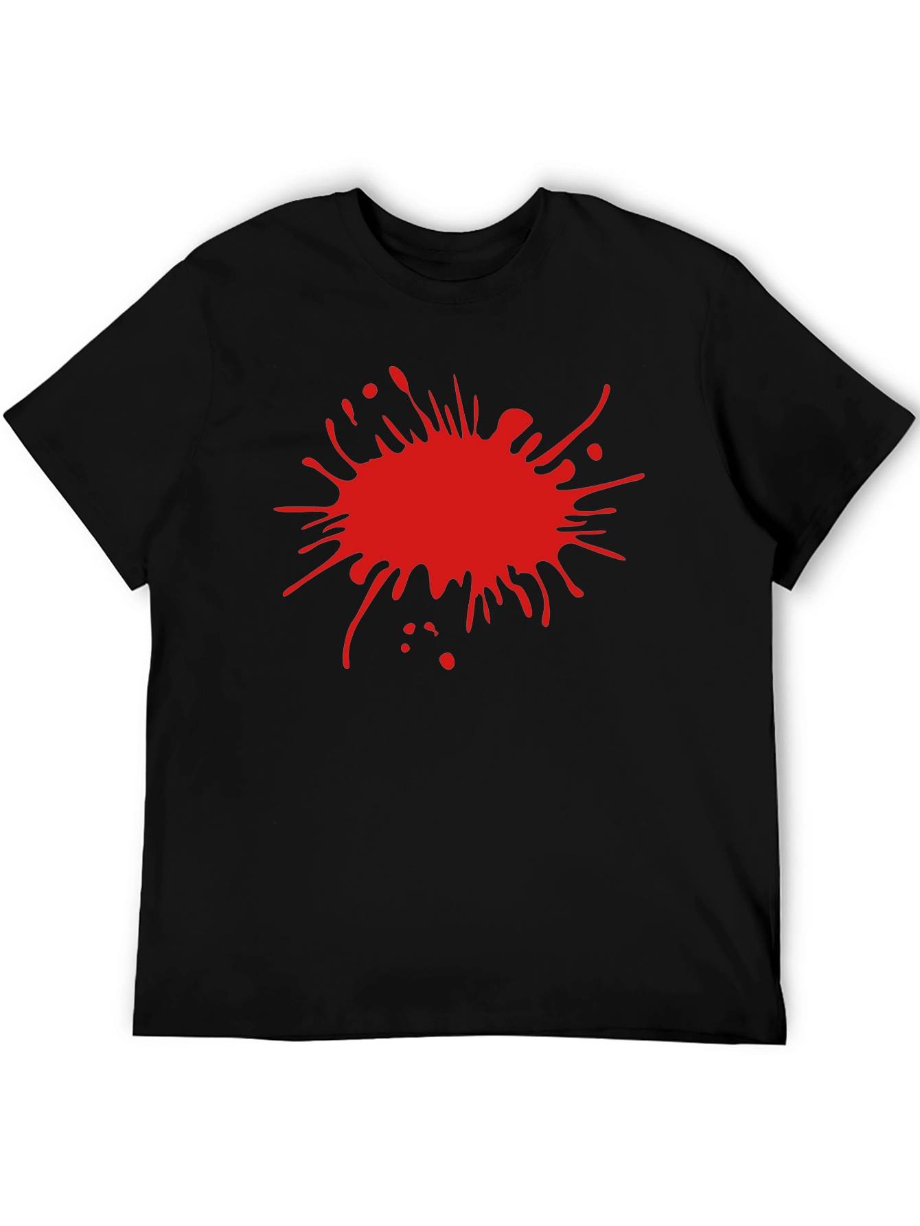 Mens Black T-Shirt with Red Splatter Design