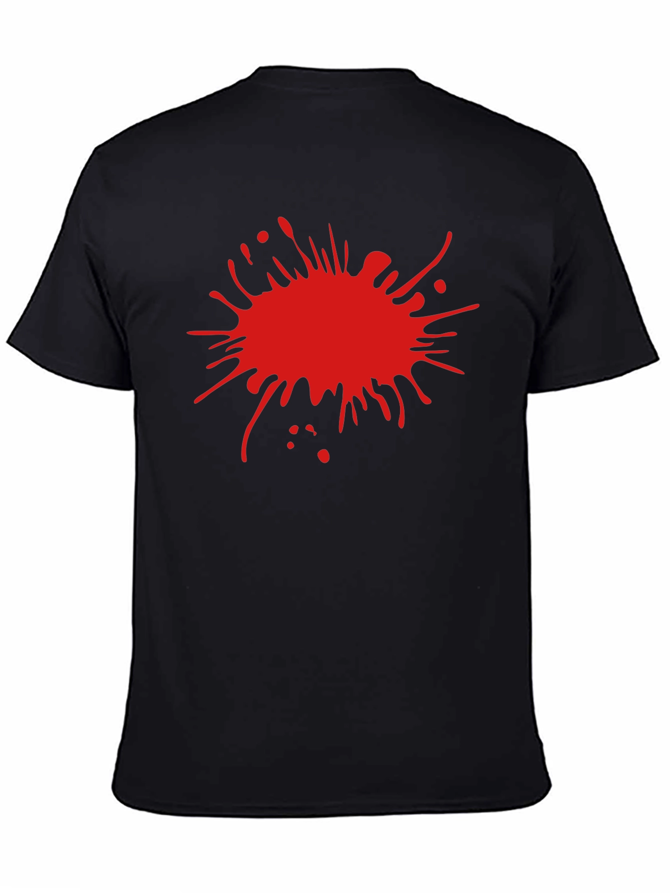 Mens Black T-Shirt with Red Splatter Design