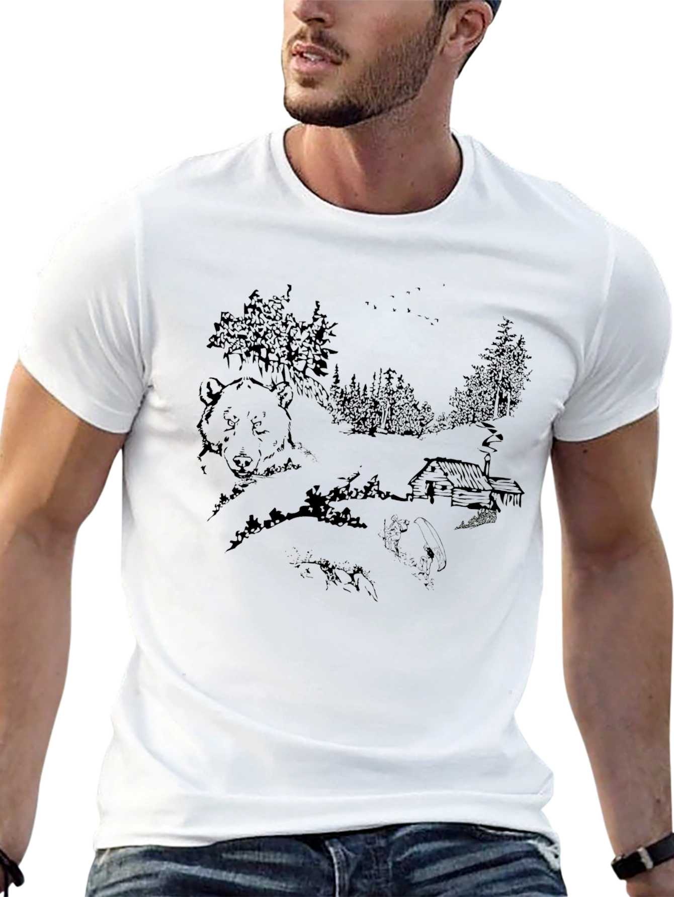 Cabin Bear Graphic Tee - Unisex Black T-Shirt