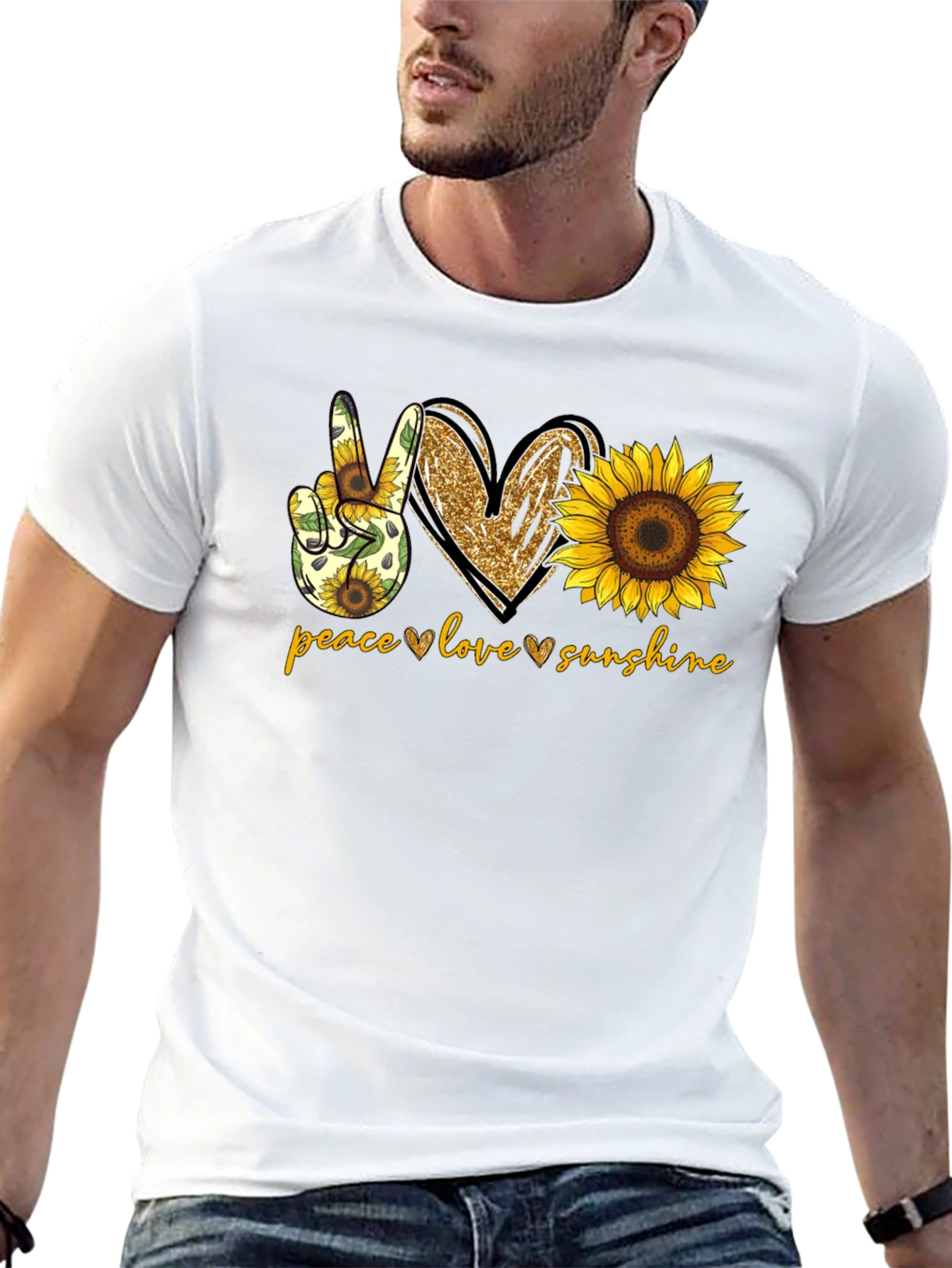 Peace Love Sunshine Sunflower Graphic T-Shirt