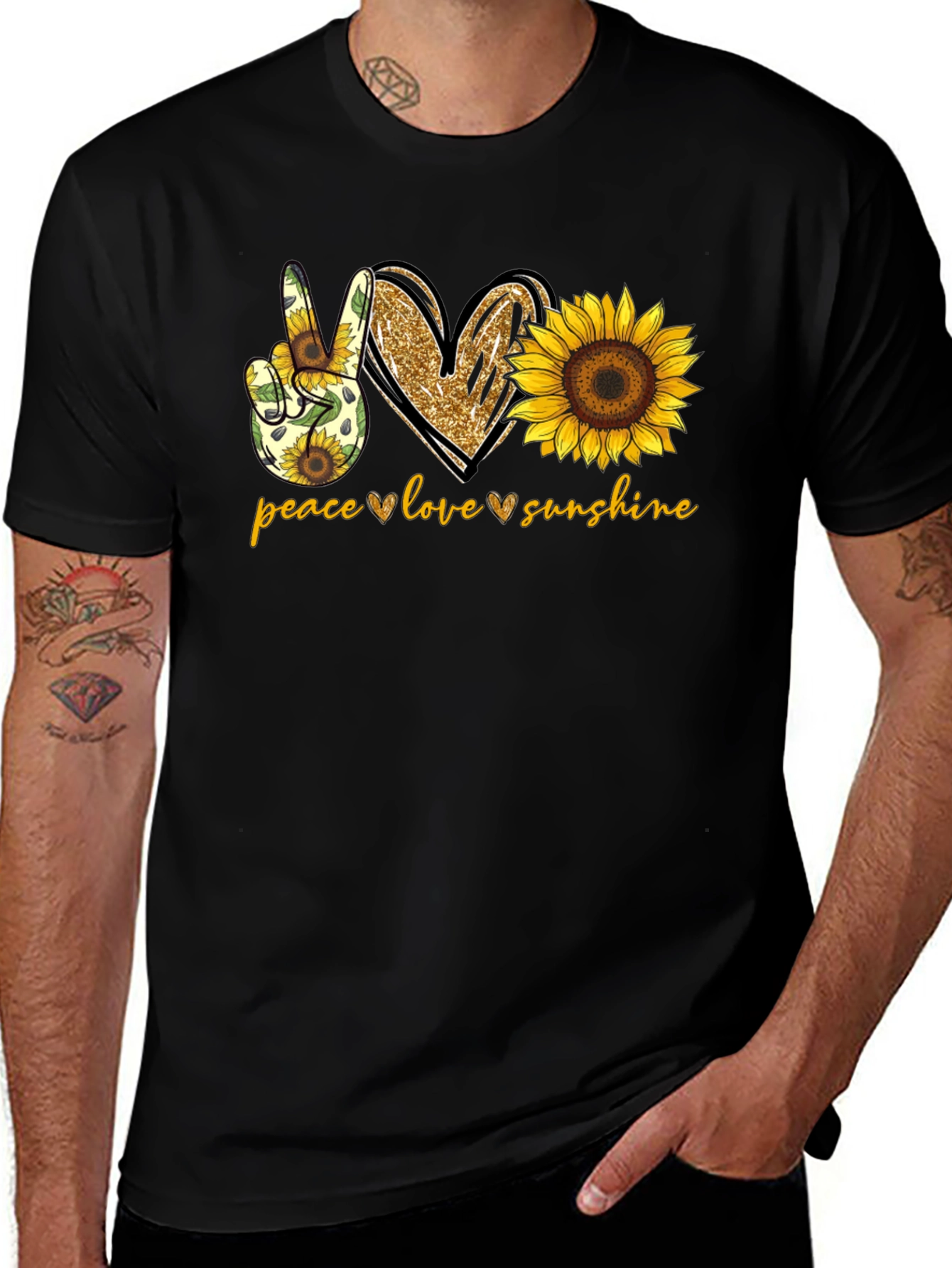 Peace Love Sunshine Sunflower Graphic T-Shirt