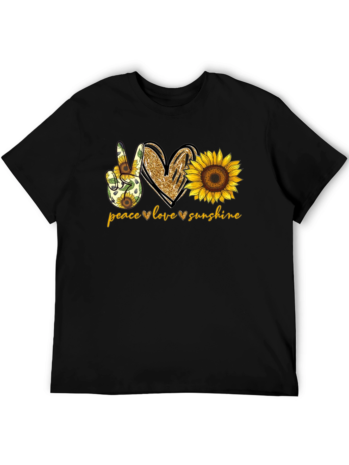 Peace Love Sunshine Sunflower Graphic T-Shirt