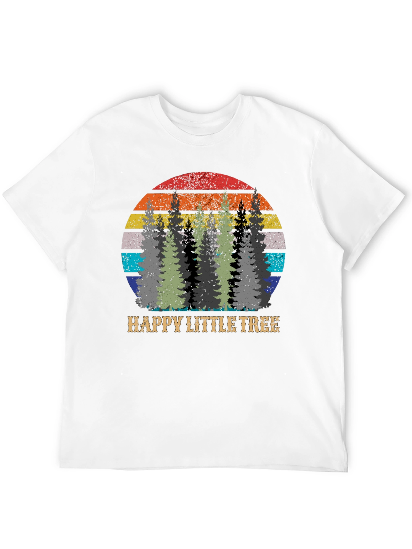 Happy Little Tree Graphic Tee - Retro Style
